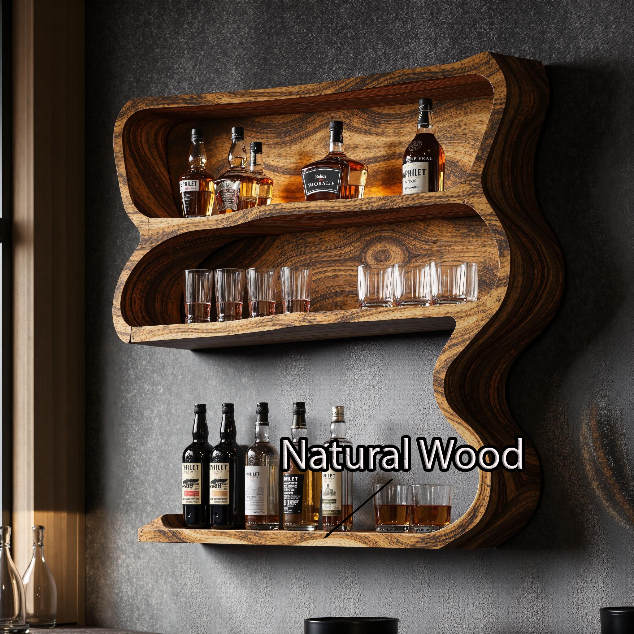 Customizable Wood Wine Bar Shelf For Modern Living Rooms SILDTBAR014