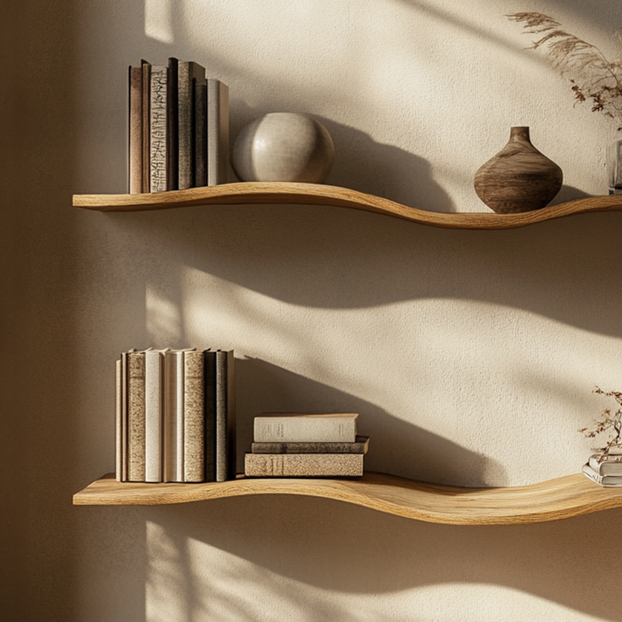 Wavy Wall Shelf Long Floating Shelf Bed Room Modern Design SINLWV005