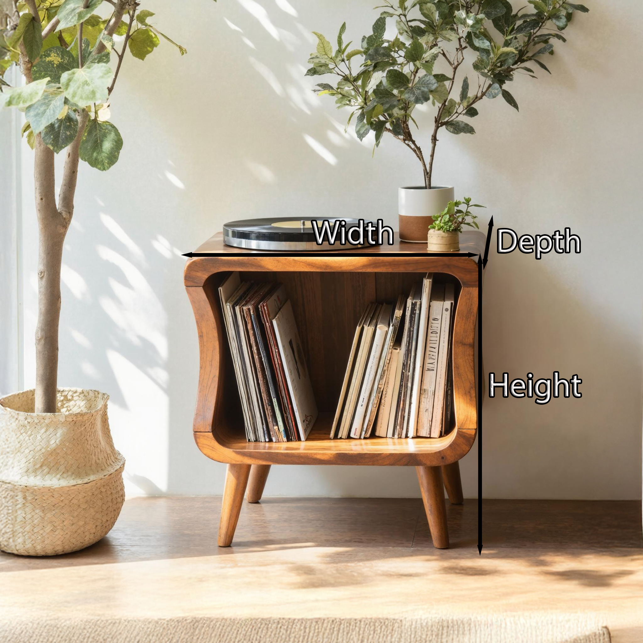 Mid Century Solid Wood Record Player Stand For Living Room SILDTRPT014