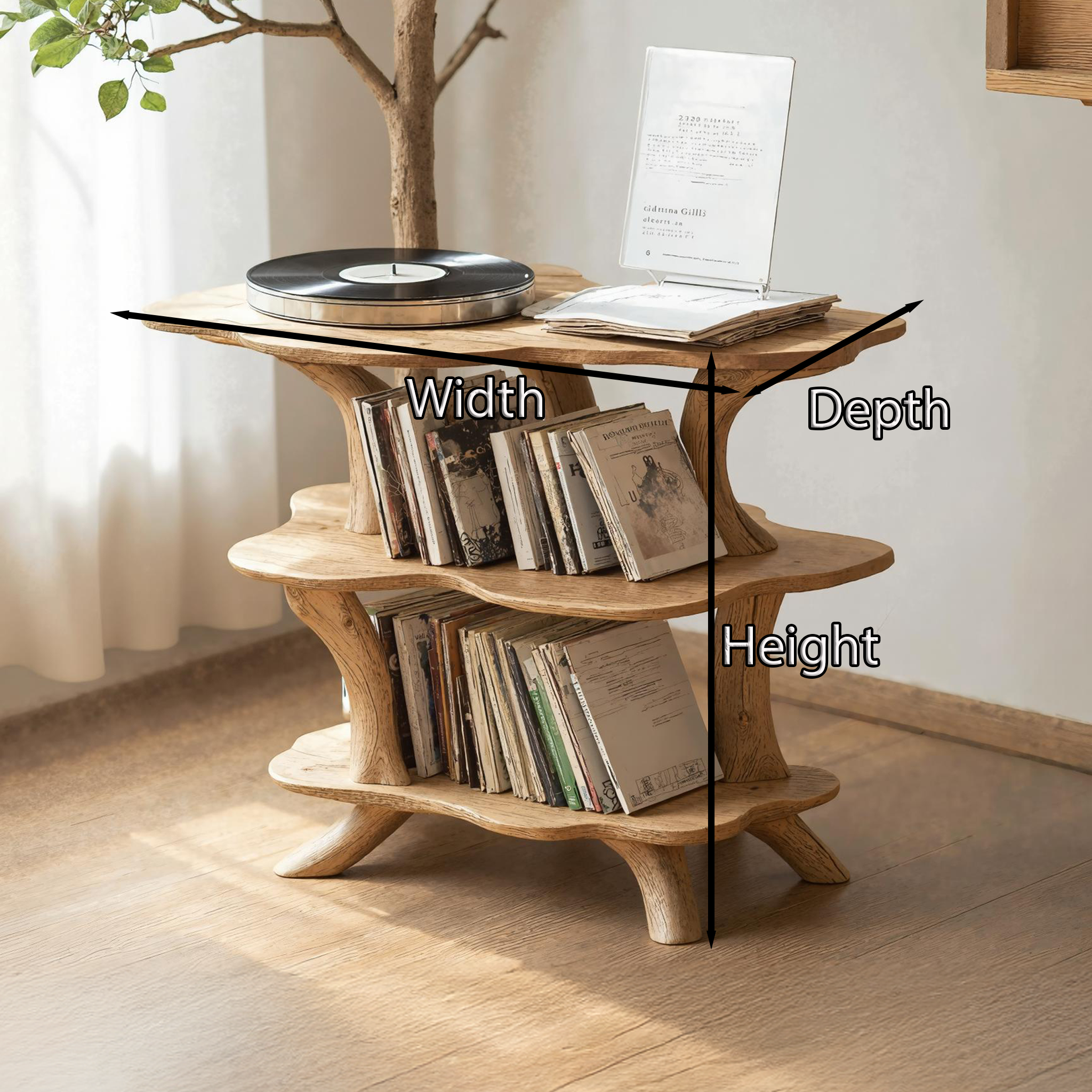 Rustic Large Vinyl Record Stand For Entryway Storage Decor SILDTRPT015