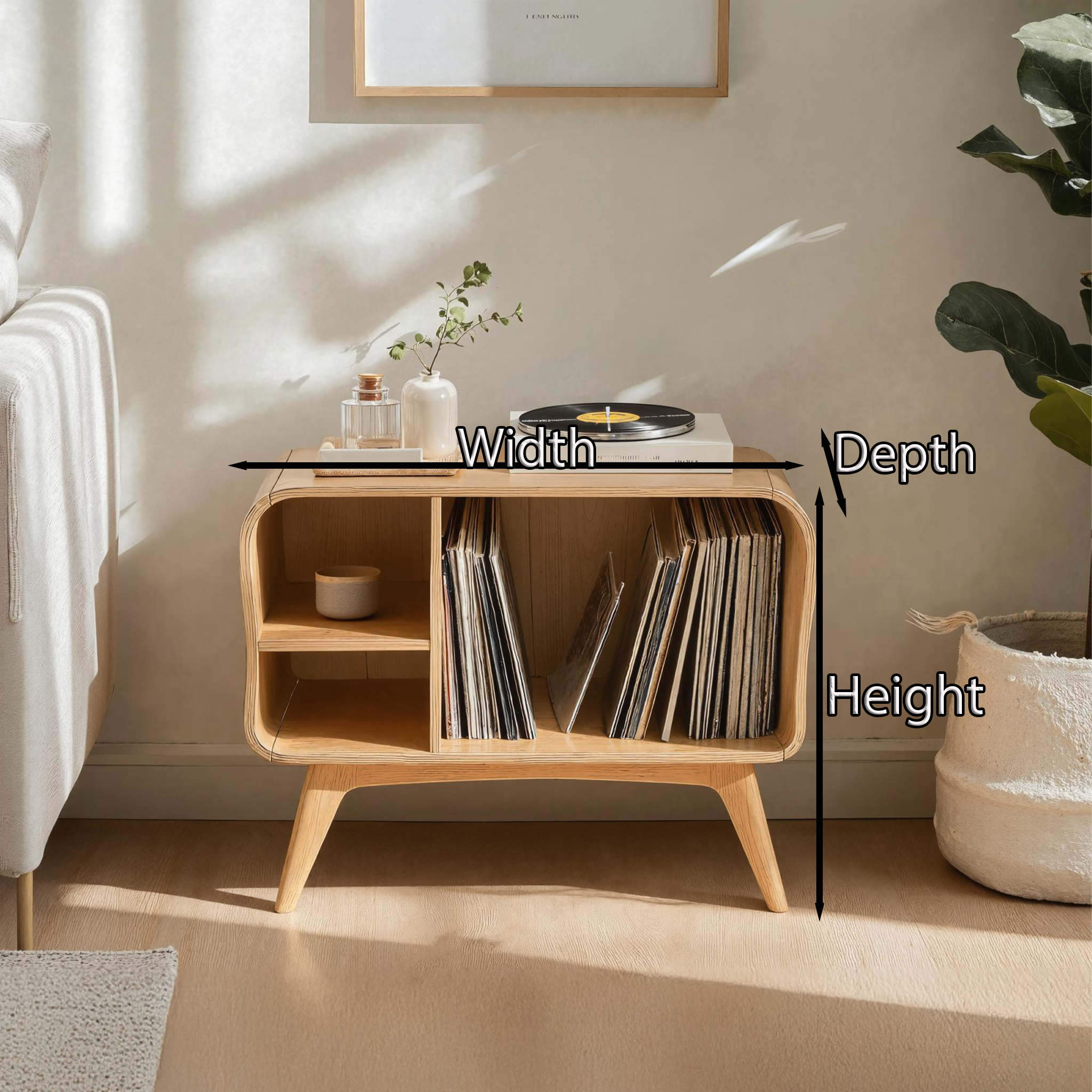Farmhouse Solid Wood Record Stand For Bedroom Organization SILDTRPT016