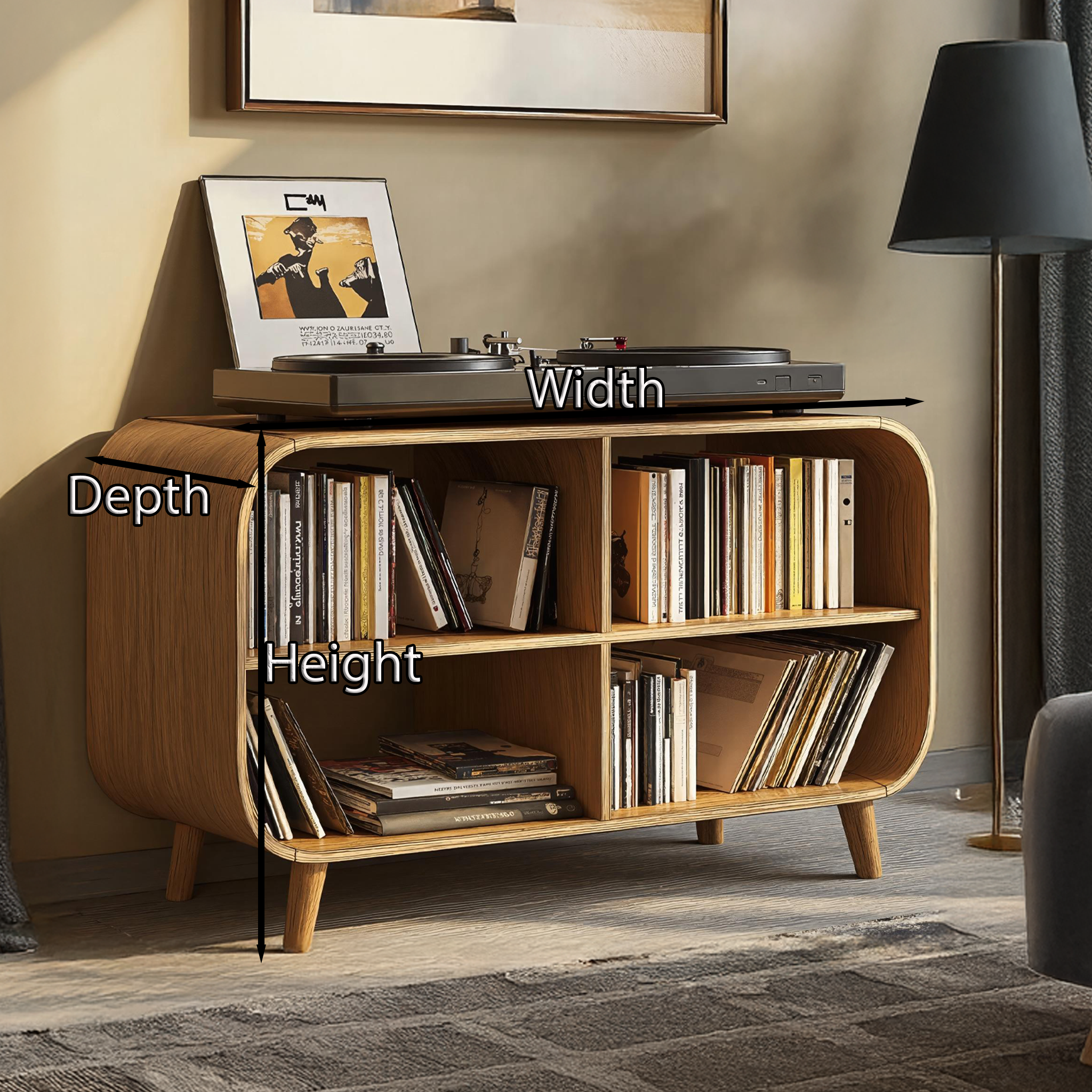 Mid Century Vinyl Record Storage Stand For Entryway Design SILDTRPT022