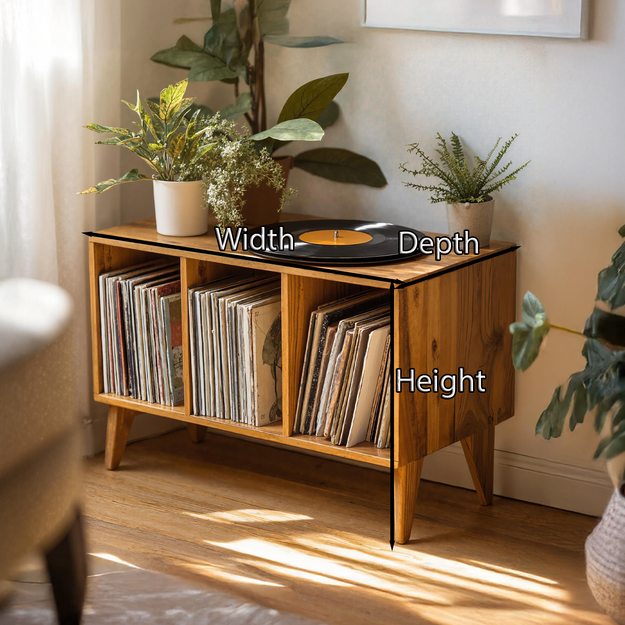 Farmhouse Record Stand For Vinyl Collection In Entryway Area SILDTRPT020