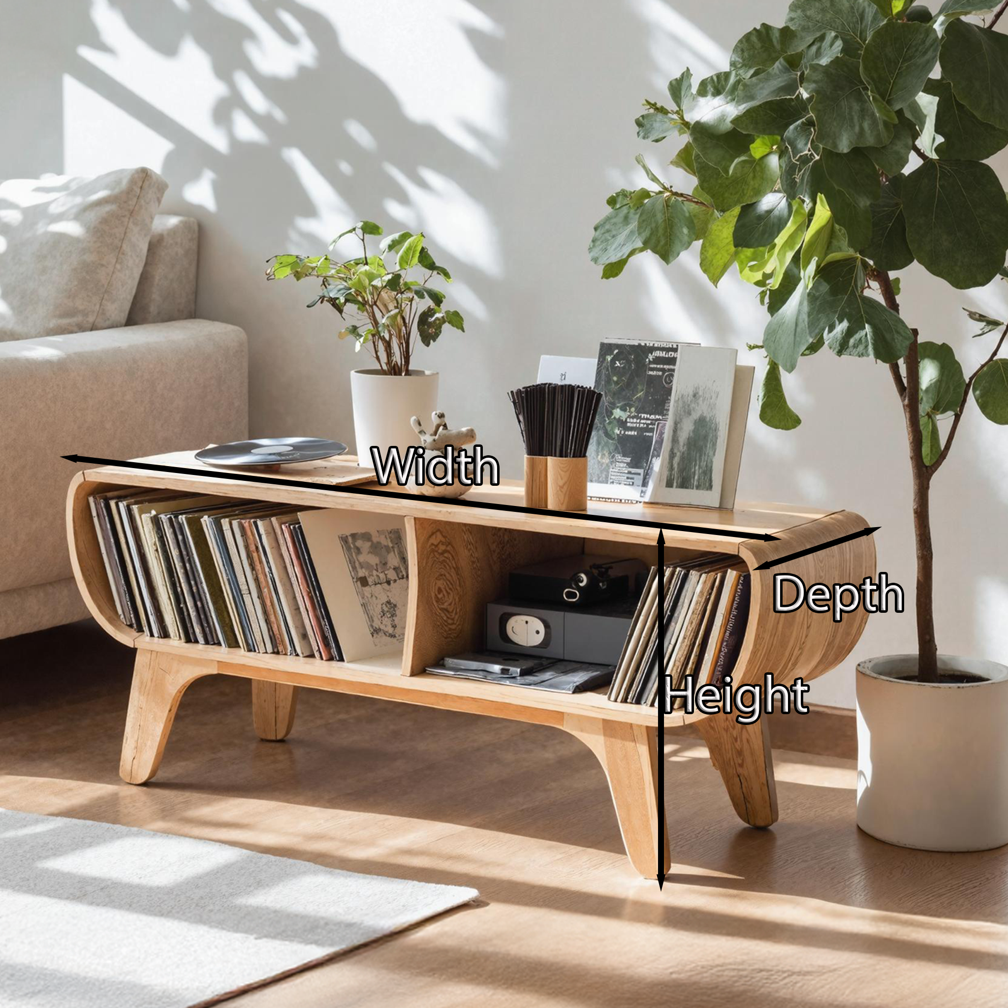 Vintage Record Player Stand With Storage For Entryway Decor SILDTRPT017