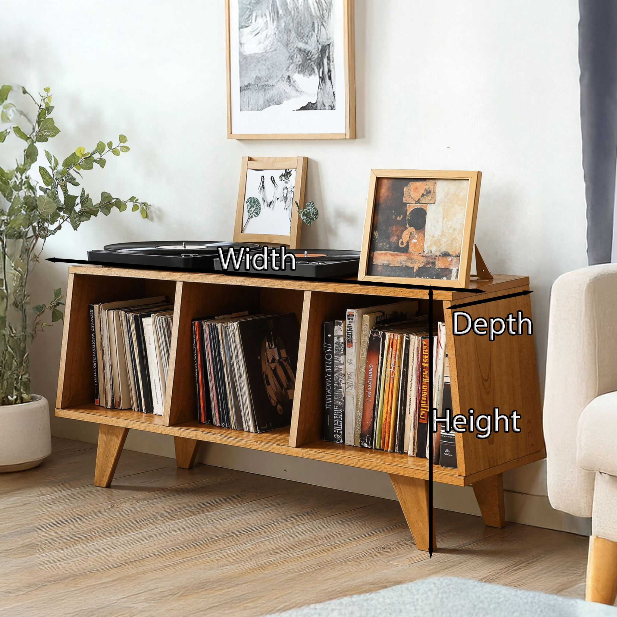Rustic Wooden Record Player Table For Living Room Furniture SILDTRPT023