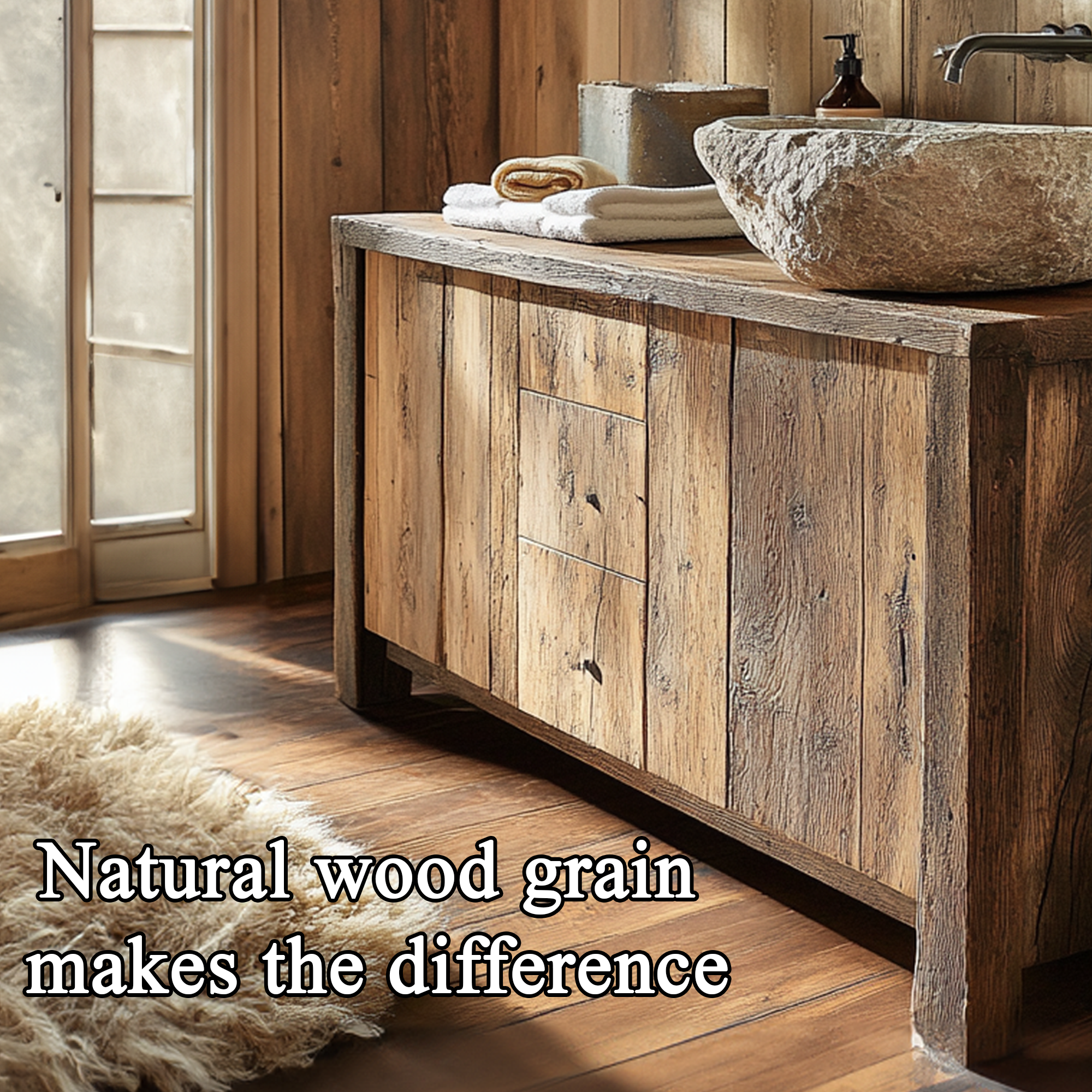 Vintage Wood Bathroom Vanity Sink Stand Boho Decor SINLBRV028