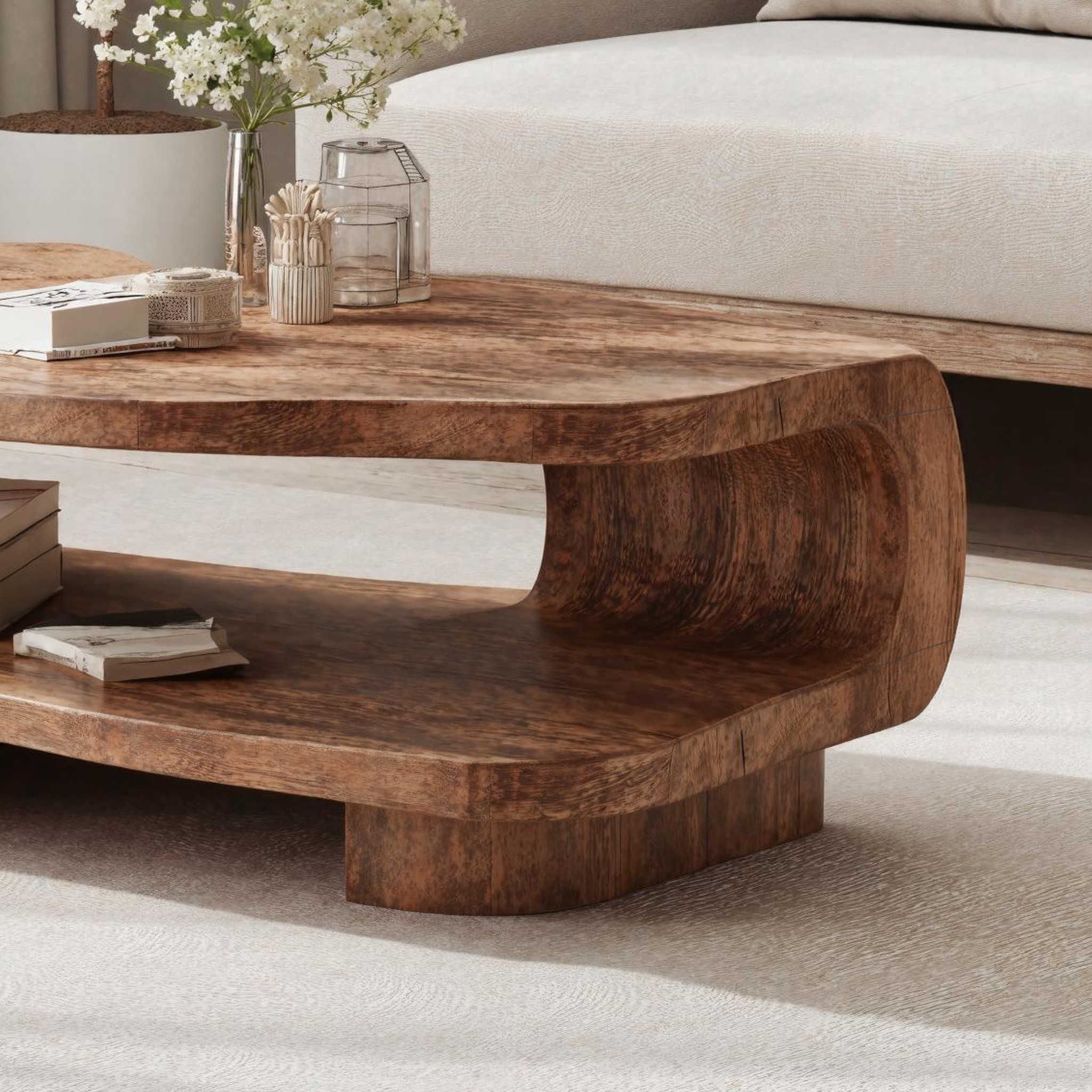 Farmhouse Wooden Coffee Table For Entryway Accent SILDTCF139