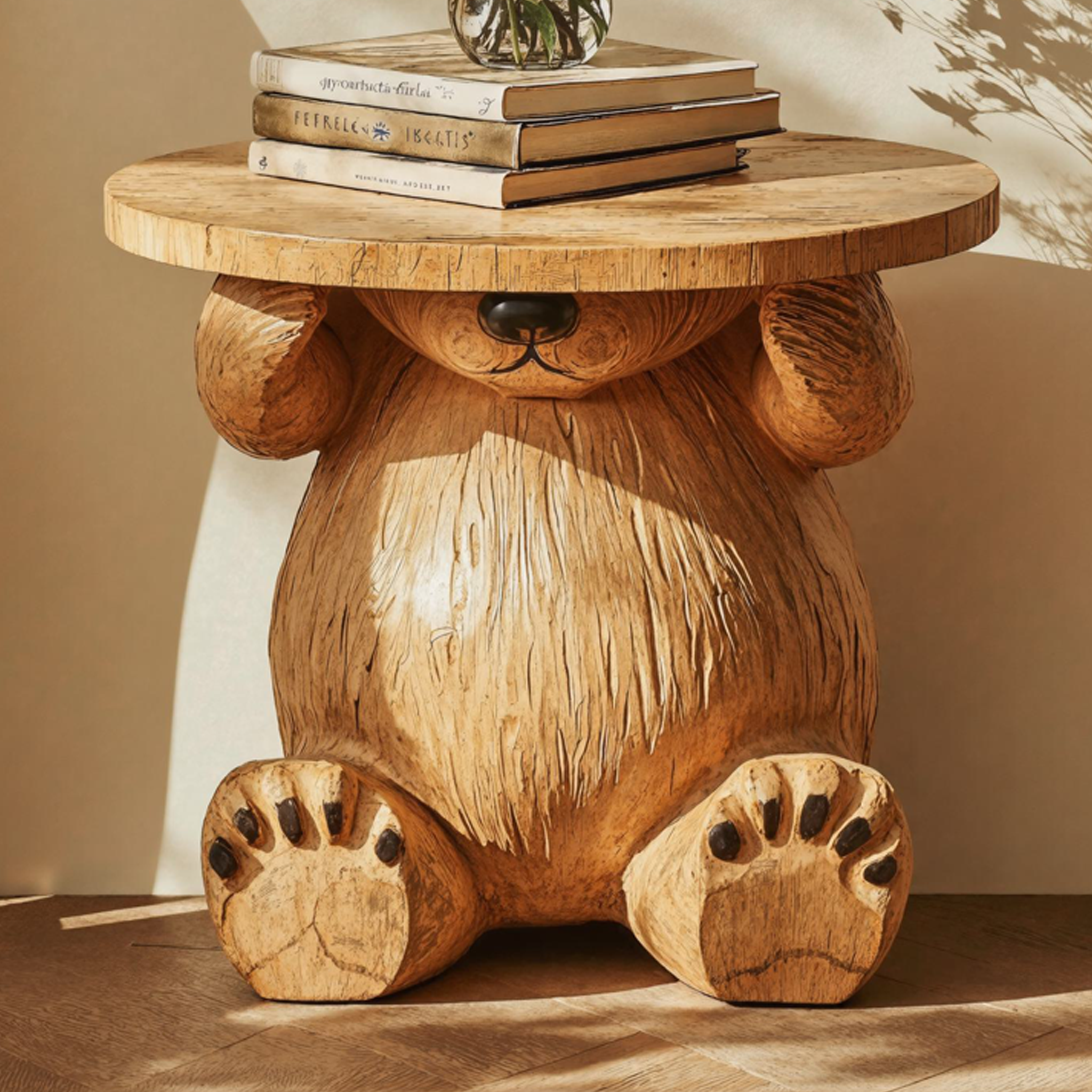 Handcrafted Round End Table Unique Design SILDTEN072