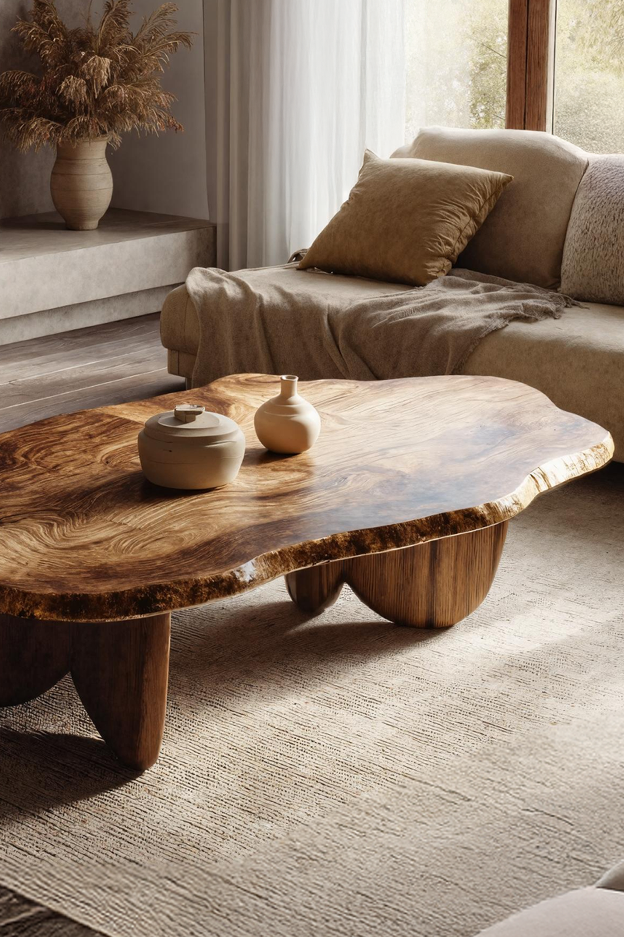Rustic Solid Wood Live Edge Coffee Table For Entryway Design SILDTTRCF040