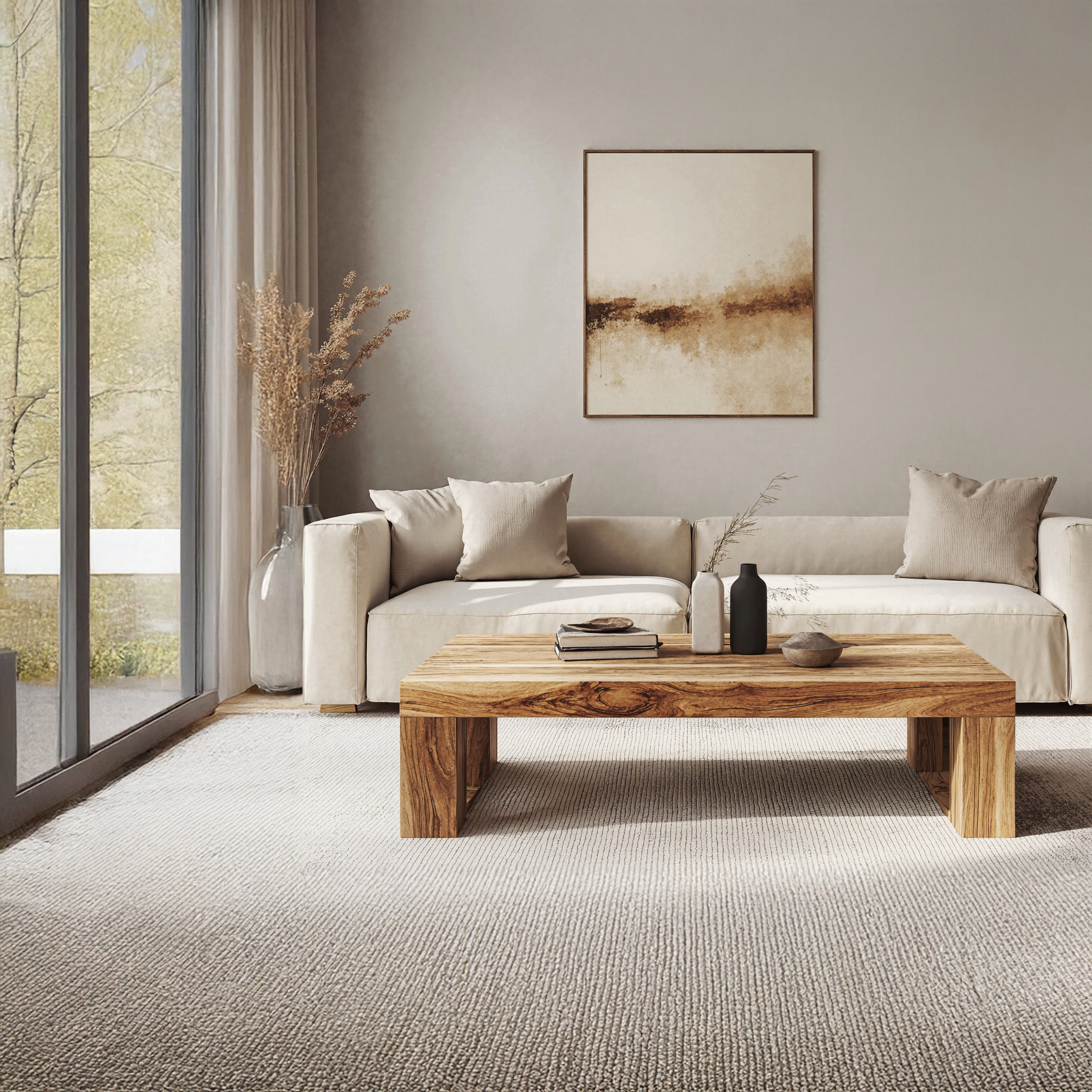 Minimalist Wood Coffee Table Family Room Clean Modern Look SILDTCF116