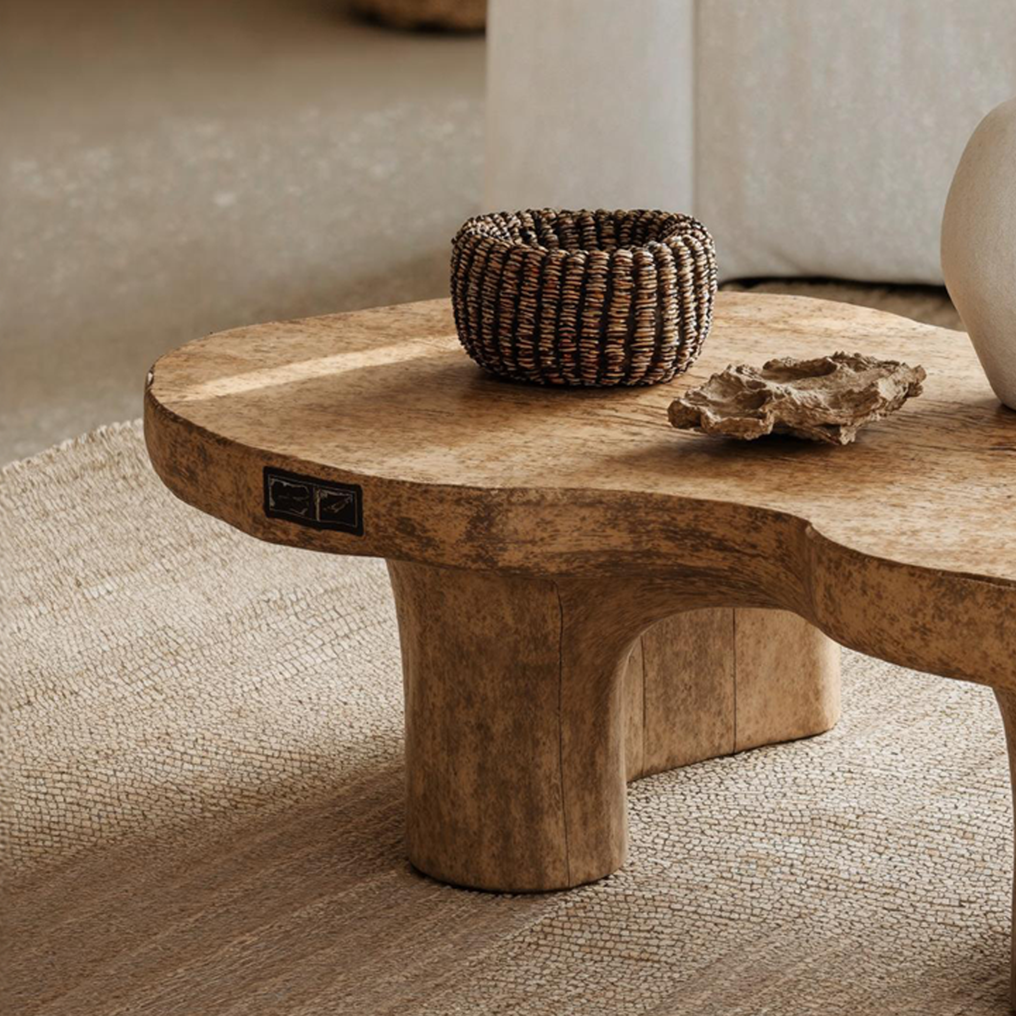 Natural Finish Wood Coffee Table For Organic Home Decor SILDTCF095