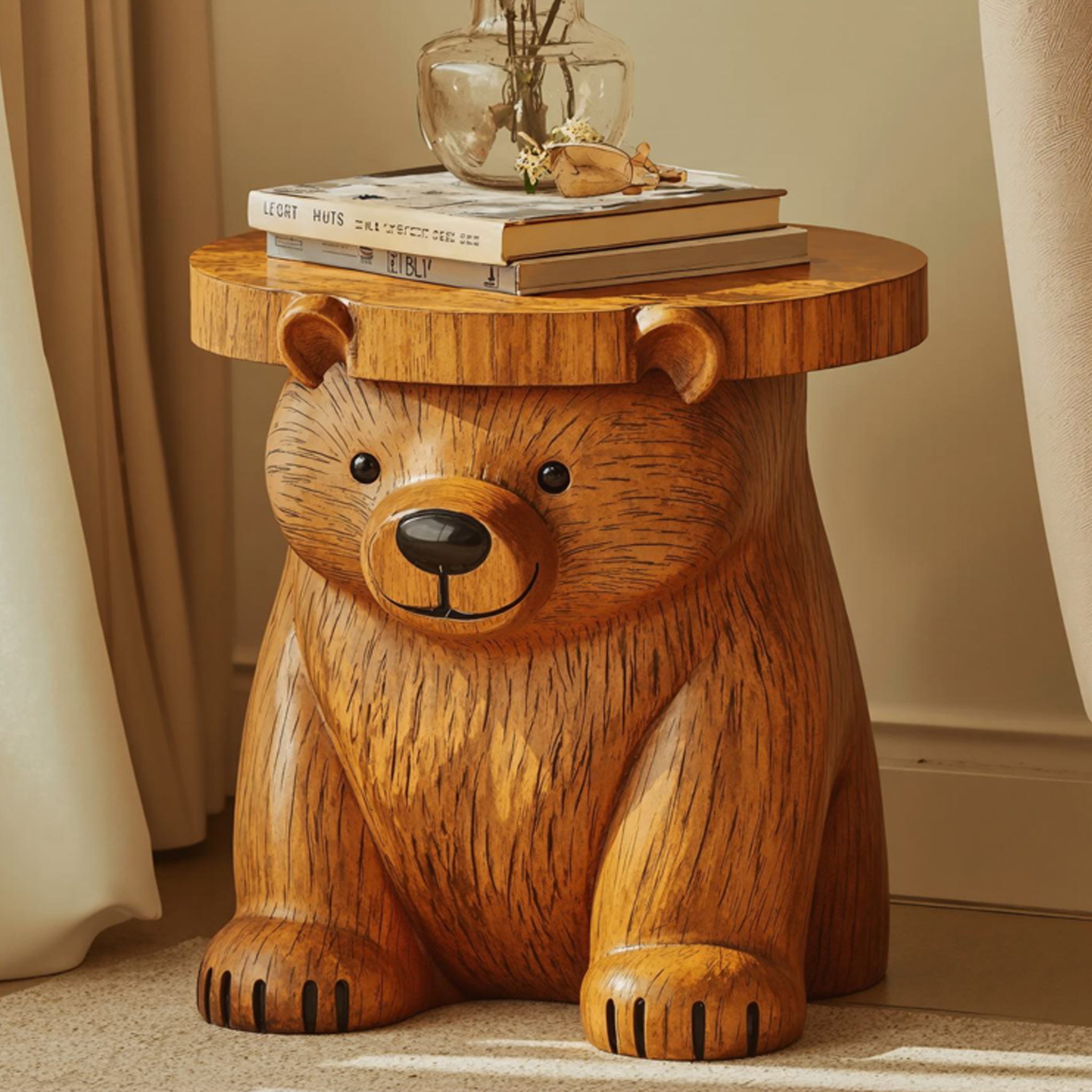 Wood End Table Bear End Table Home Decor SILDTEN066