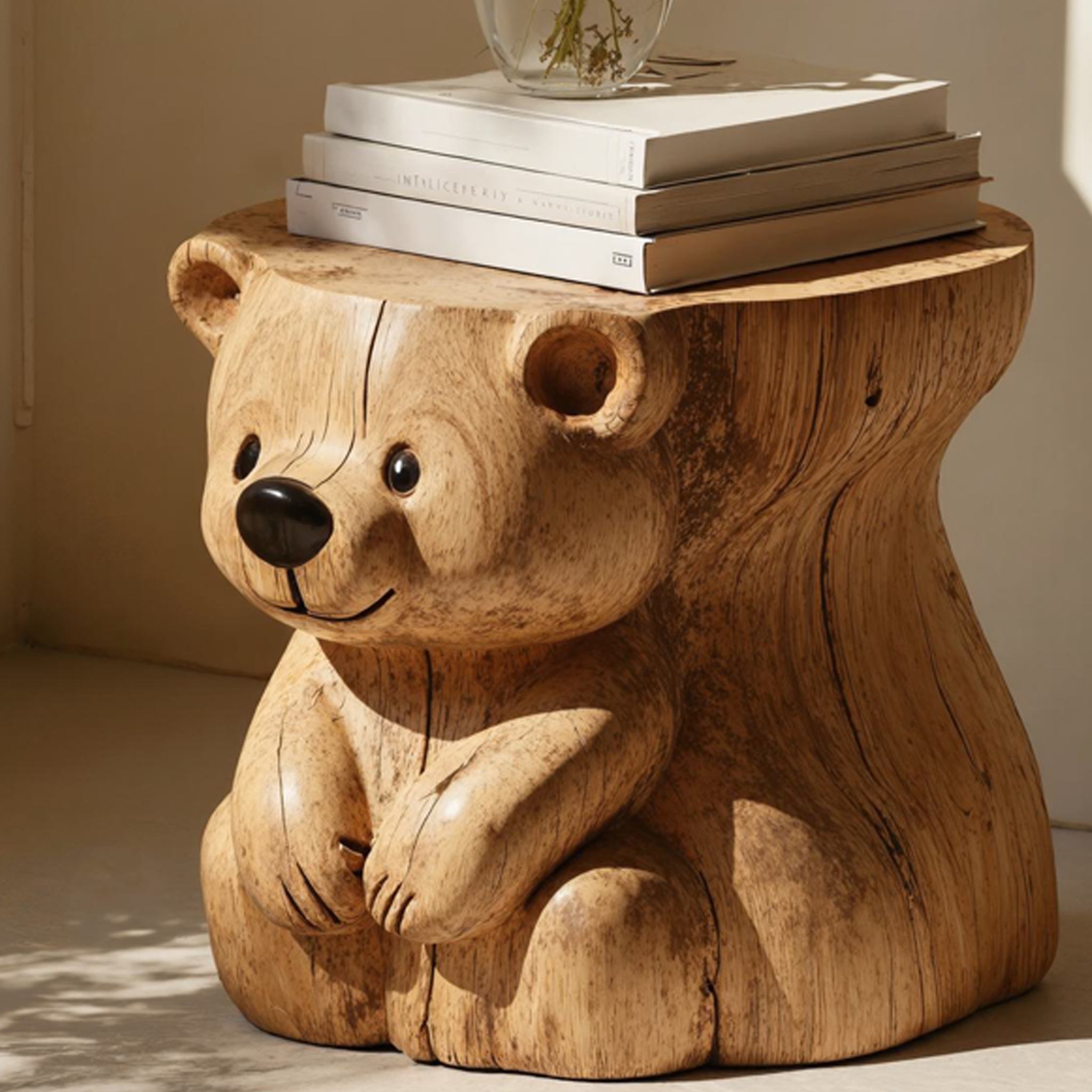 Handcrafted Bear End Table Unique Design SILDTEN073