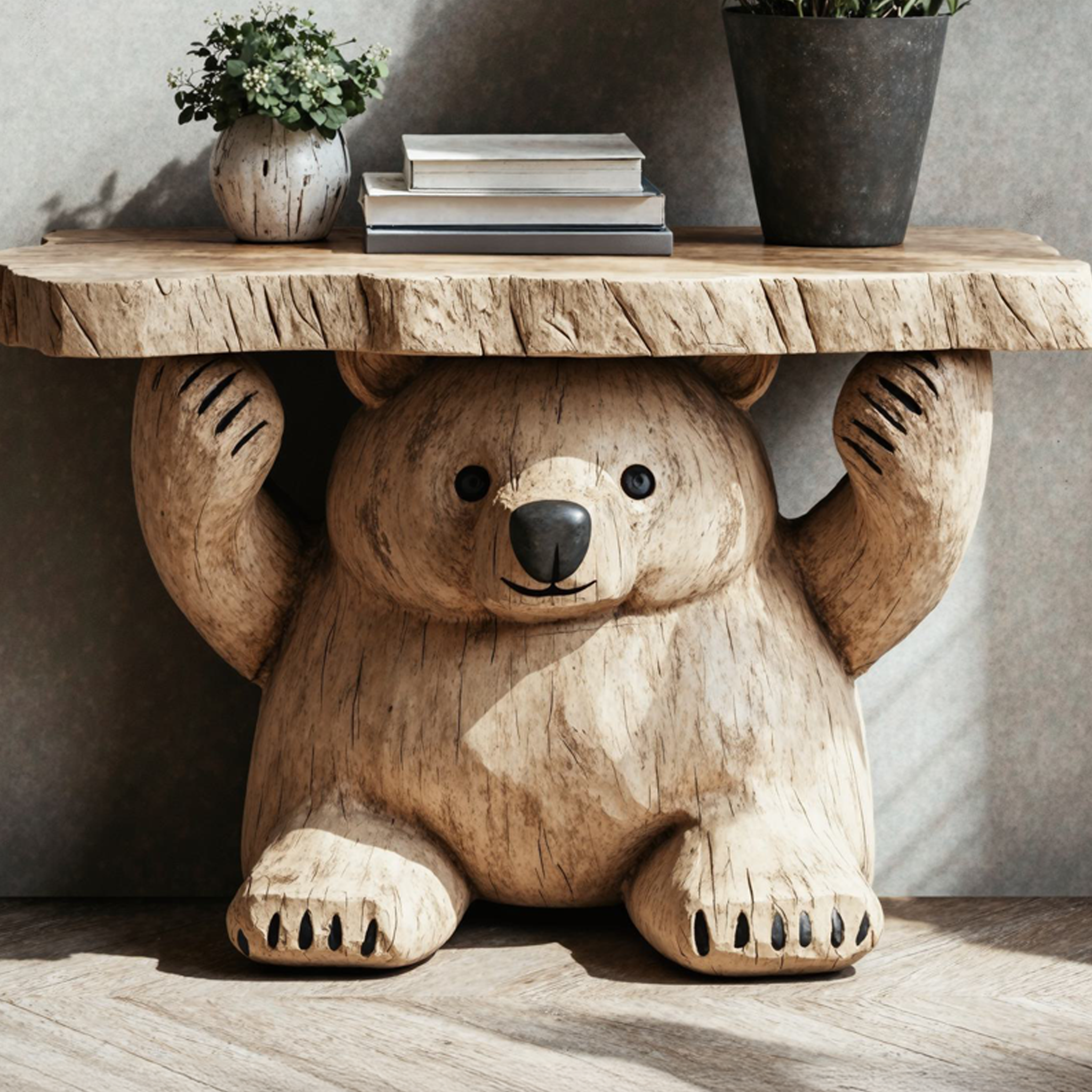 Handcrafted End Table Wood Bear End Table SILDTEN070