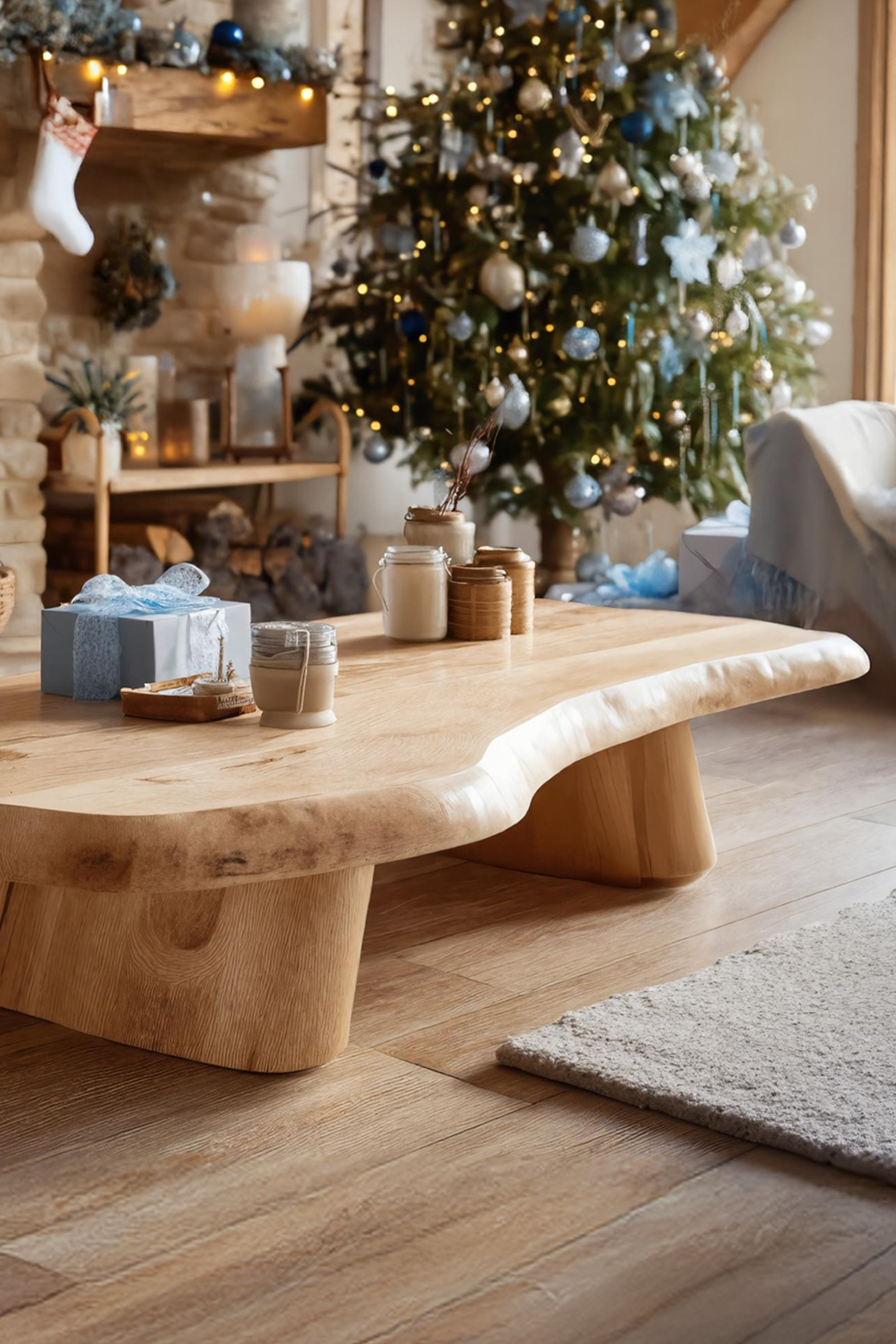 Rustic Wooden Live Edge Coffee Table For Christmas Furniture And Decor SILDTTRCCF033