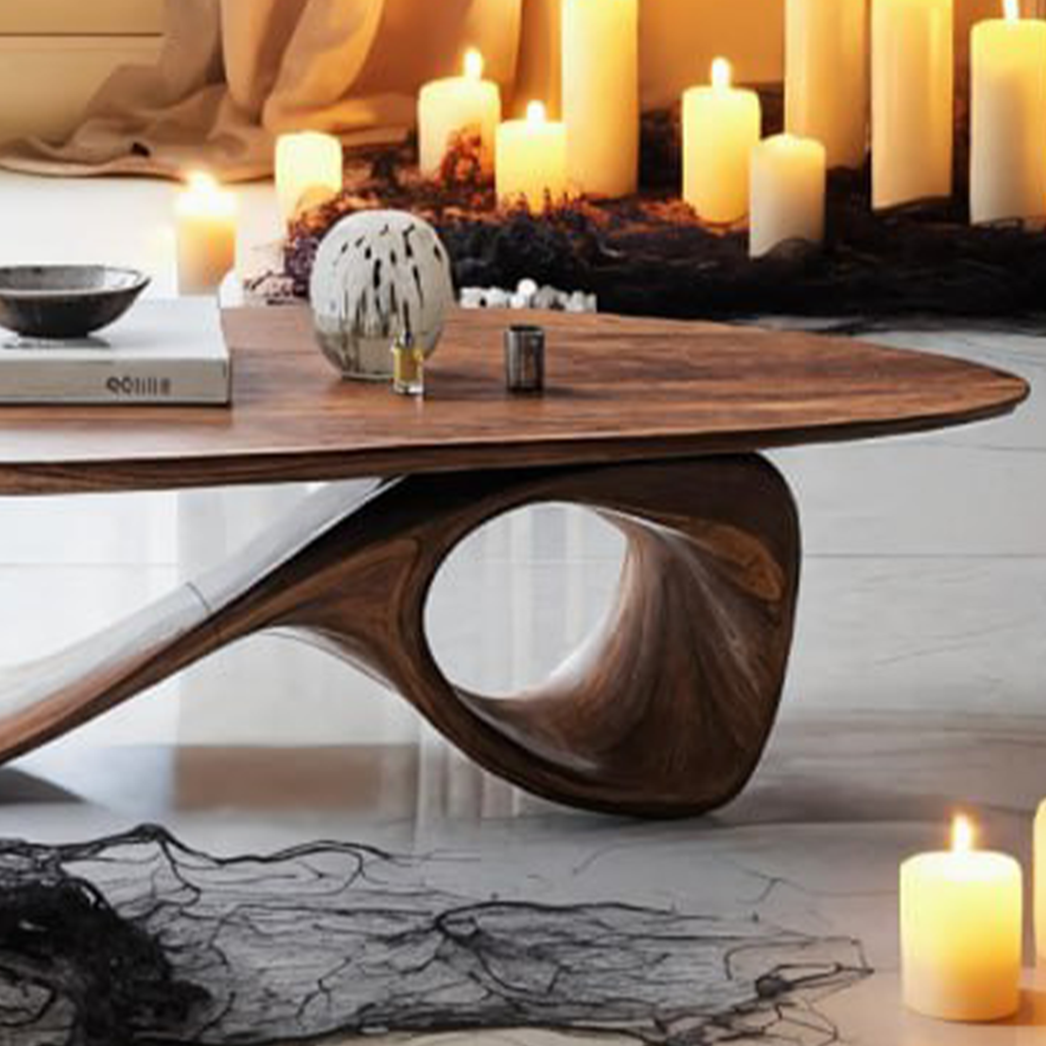 Mid Century Wooden Live Edge Coffee Table For Living Room Halloween Decor SILDTTRHCF001
