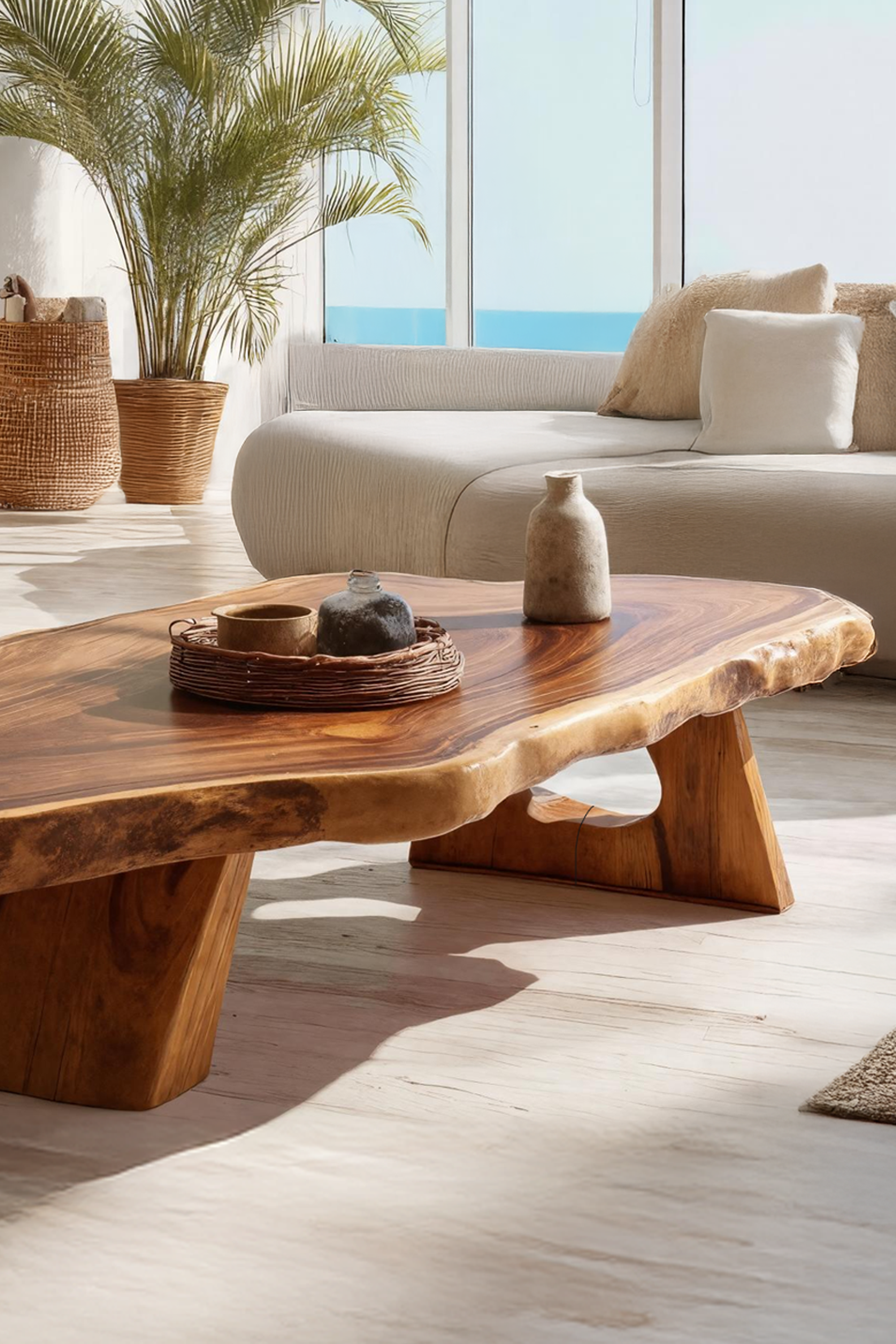 Handcrafted Wooden Live Edge Coffee Table For Living Room SILDTTRCF034