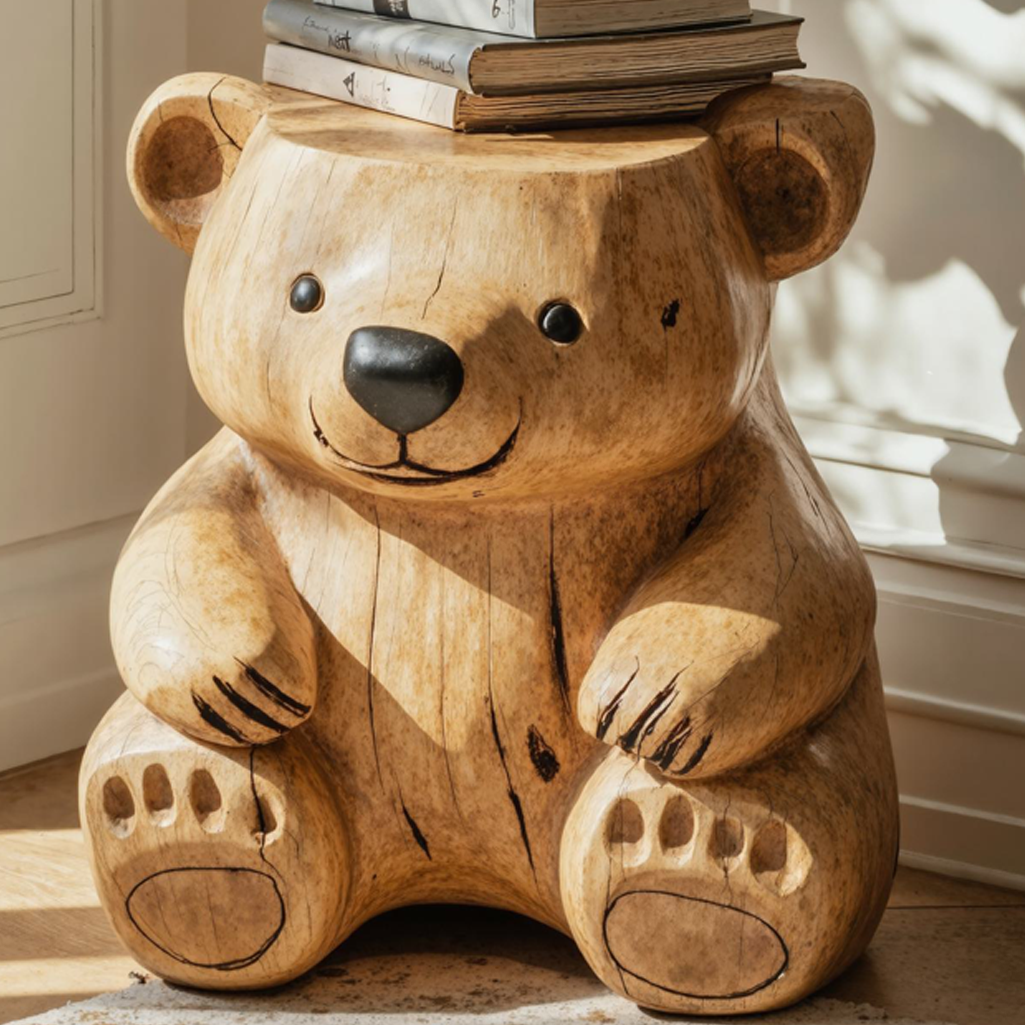 Handmade Wood Bear End Table Side Table SILDTEN081
