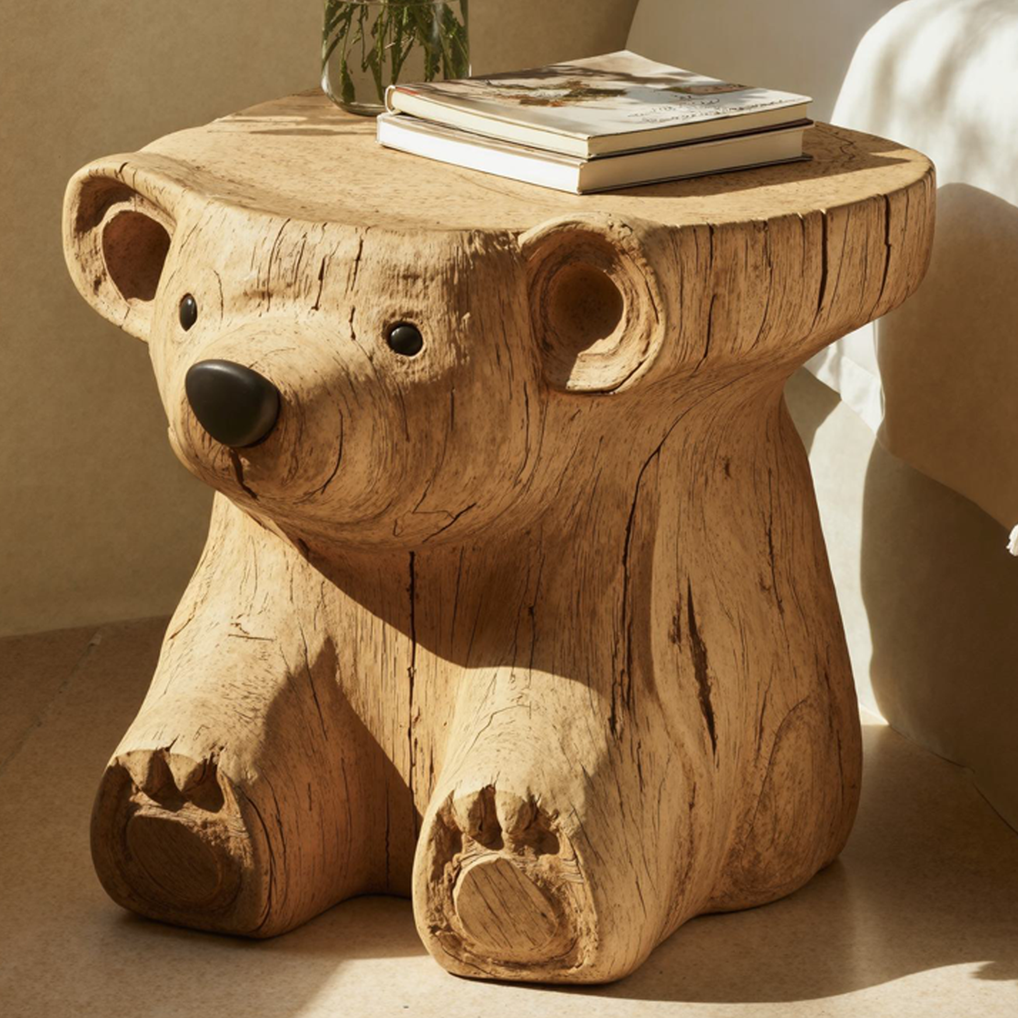 Rustic Wood End Table Bear End Table SILDTEN074