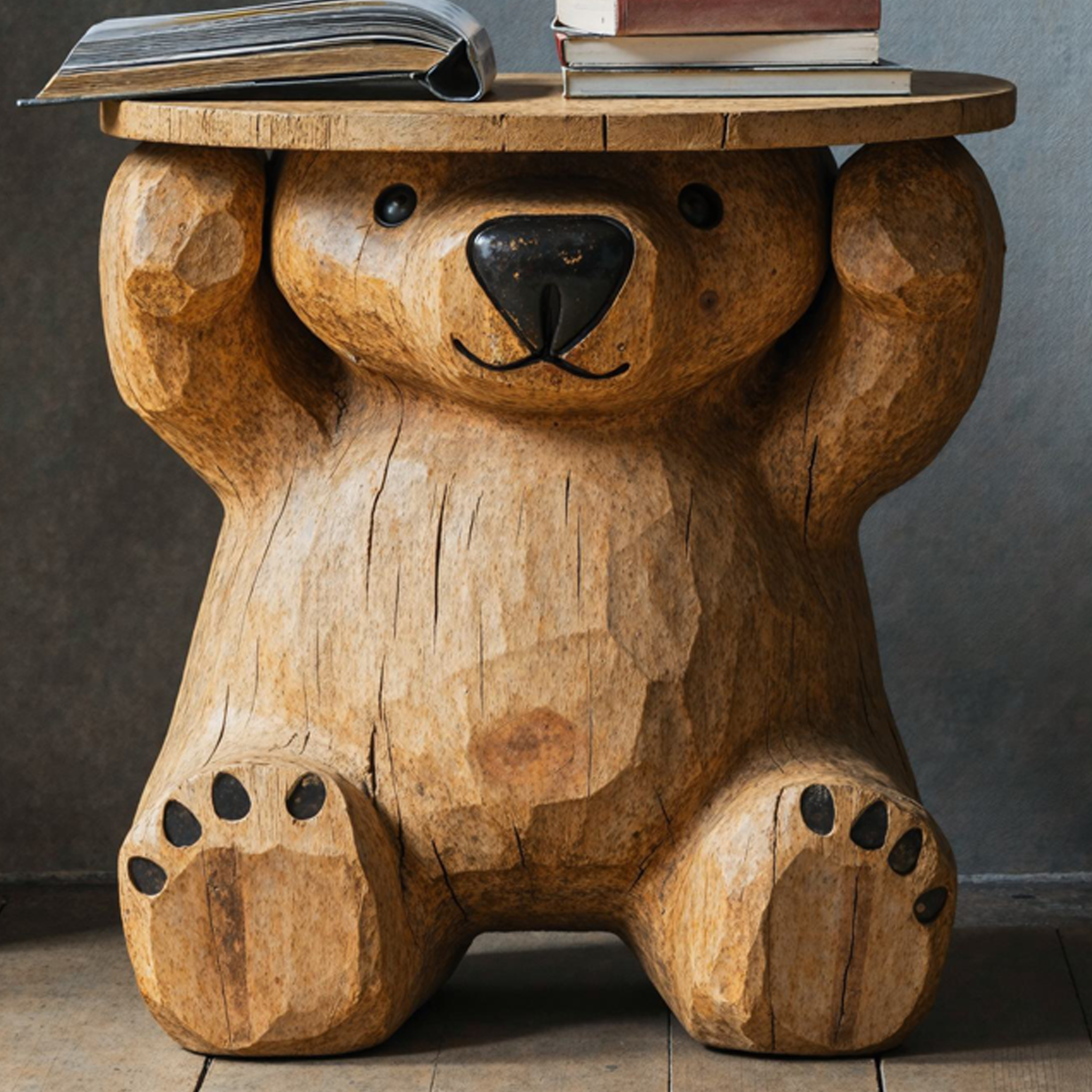 Wood Round End Table Bear End Table SILDTEN067