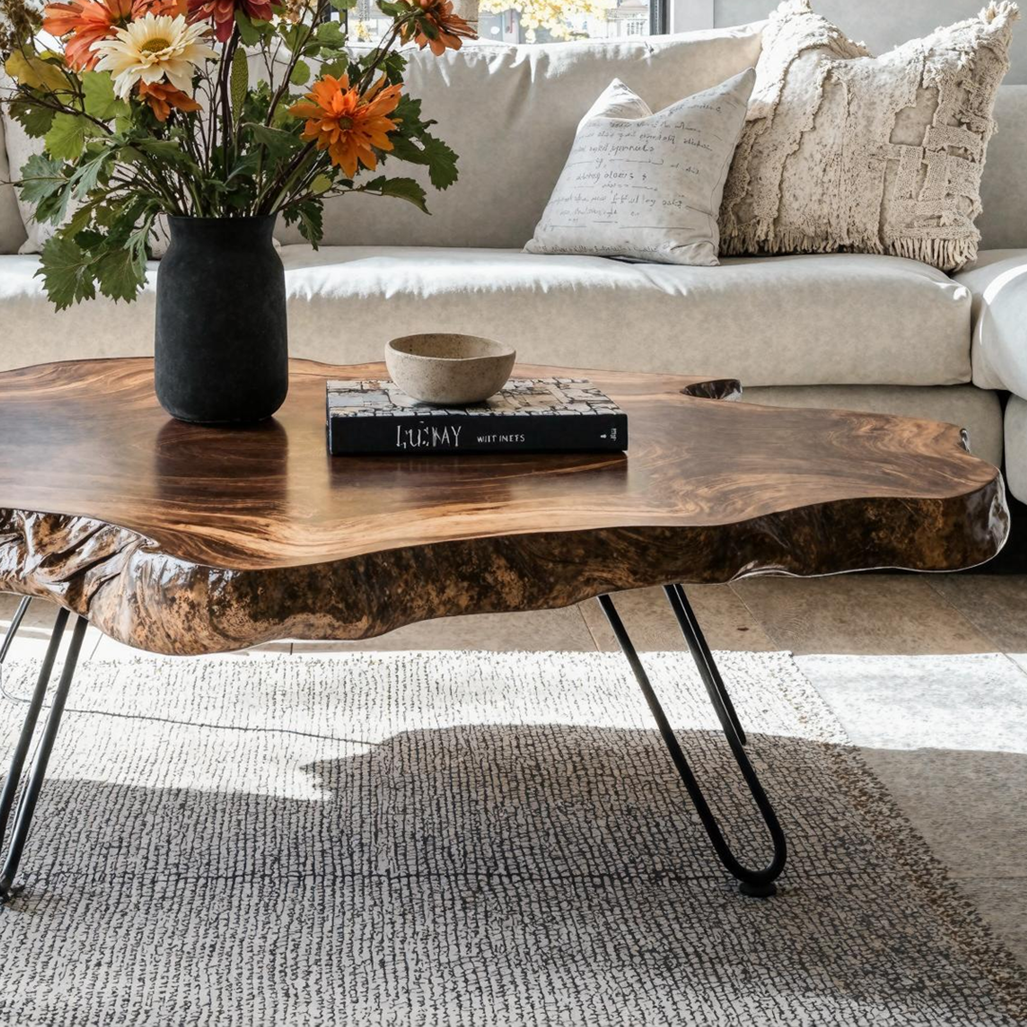 Mid Century Wood Table For Living Room Design SILDTTRCF007