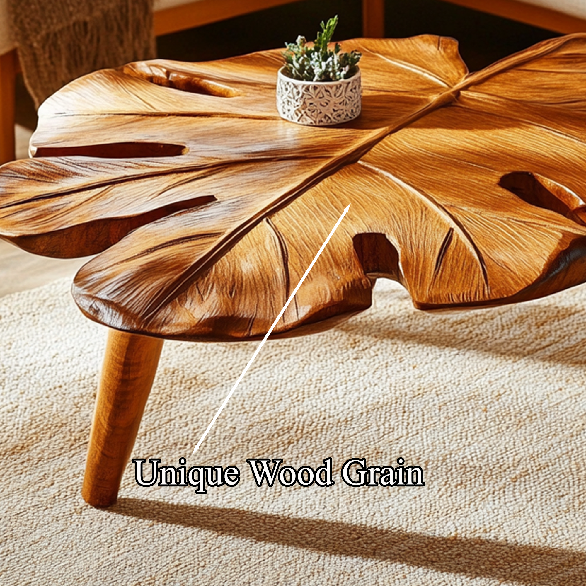 Rustic Coffee Table Modern Solid Wood SINLCF008