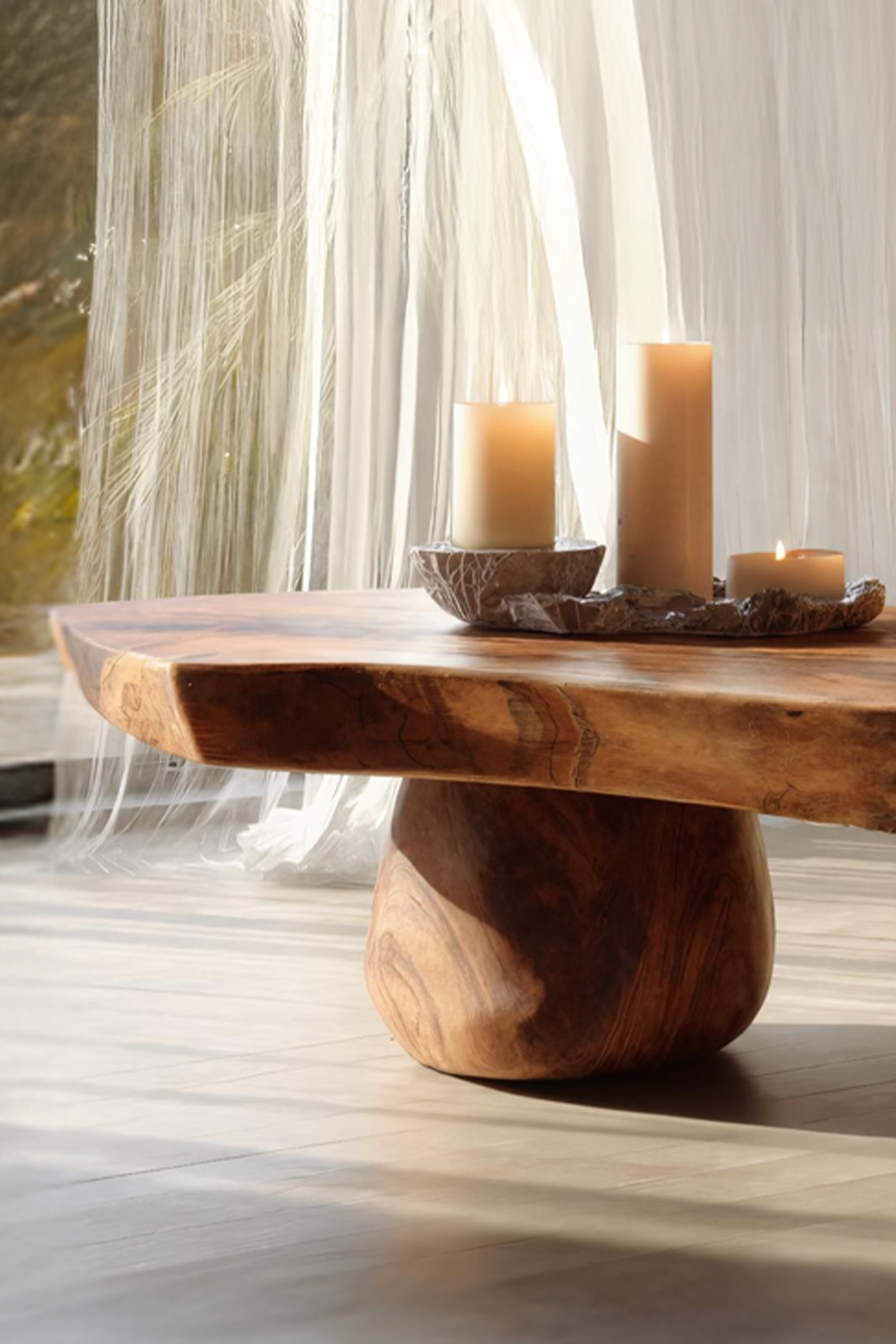 Handcrafted Wooden Live Edge Coffee Table Entryway Design Spooky Touch SILDTTNHCF021