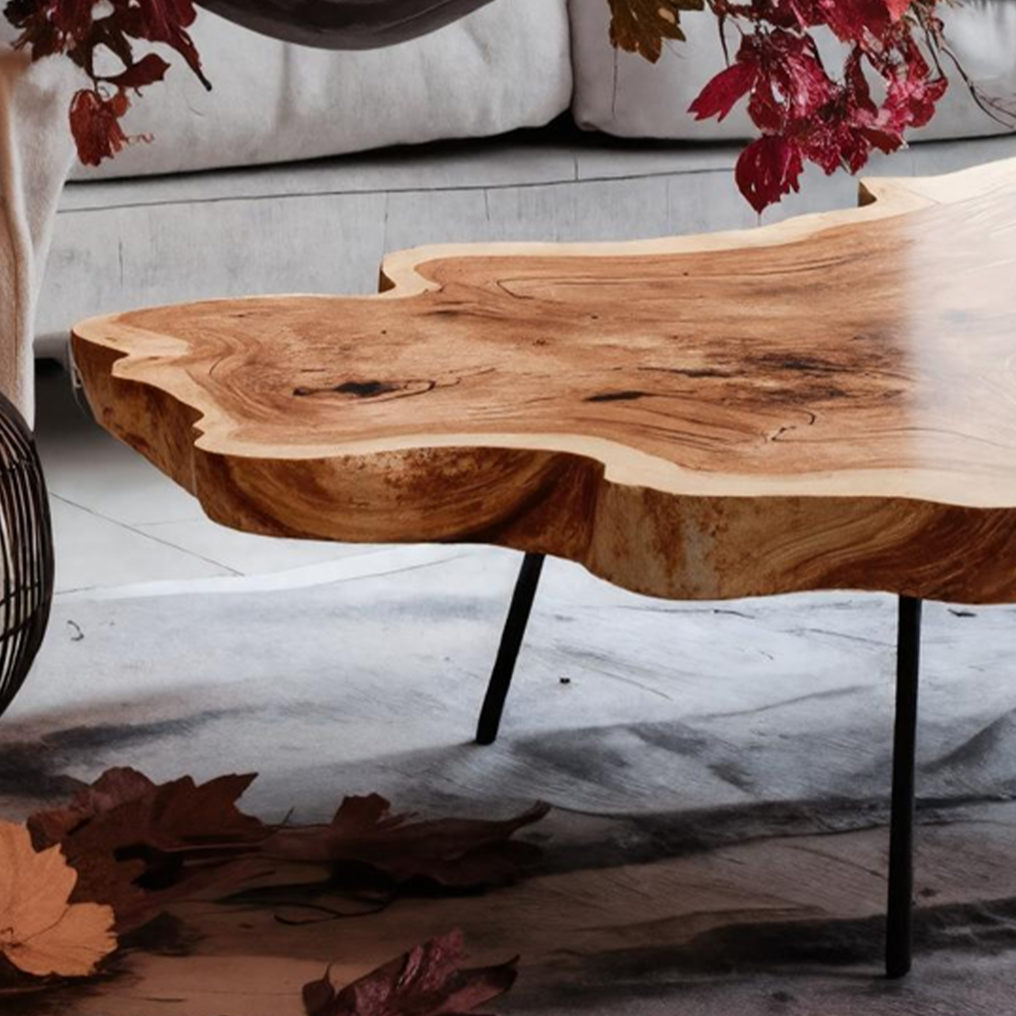 Modern Wooden Live Edge Coffee Table For Living Room Halloween Design SILDTTNHCF004