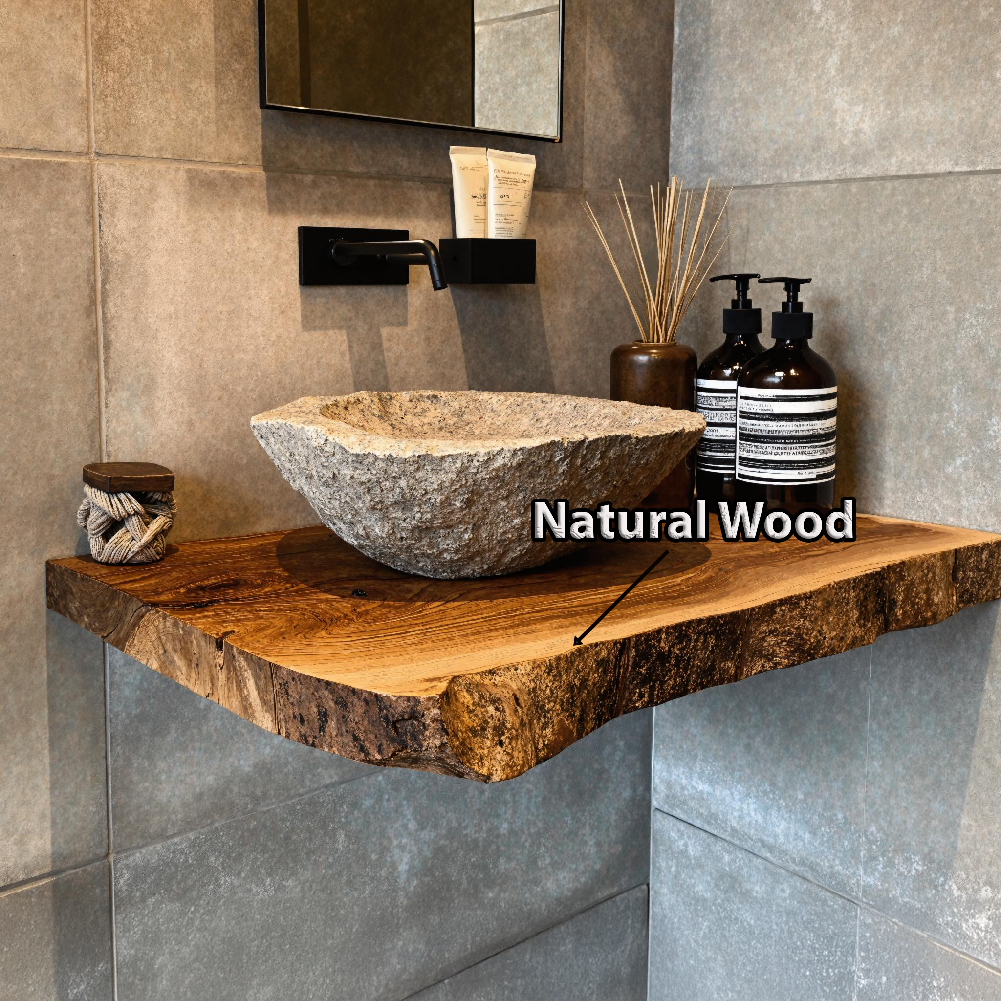 Wooden Floating Vanity Shelf For Bathroom Storage And Display SILDTBRV184