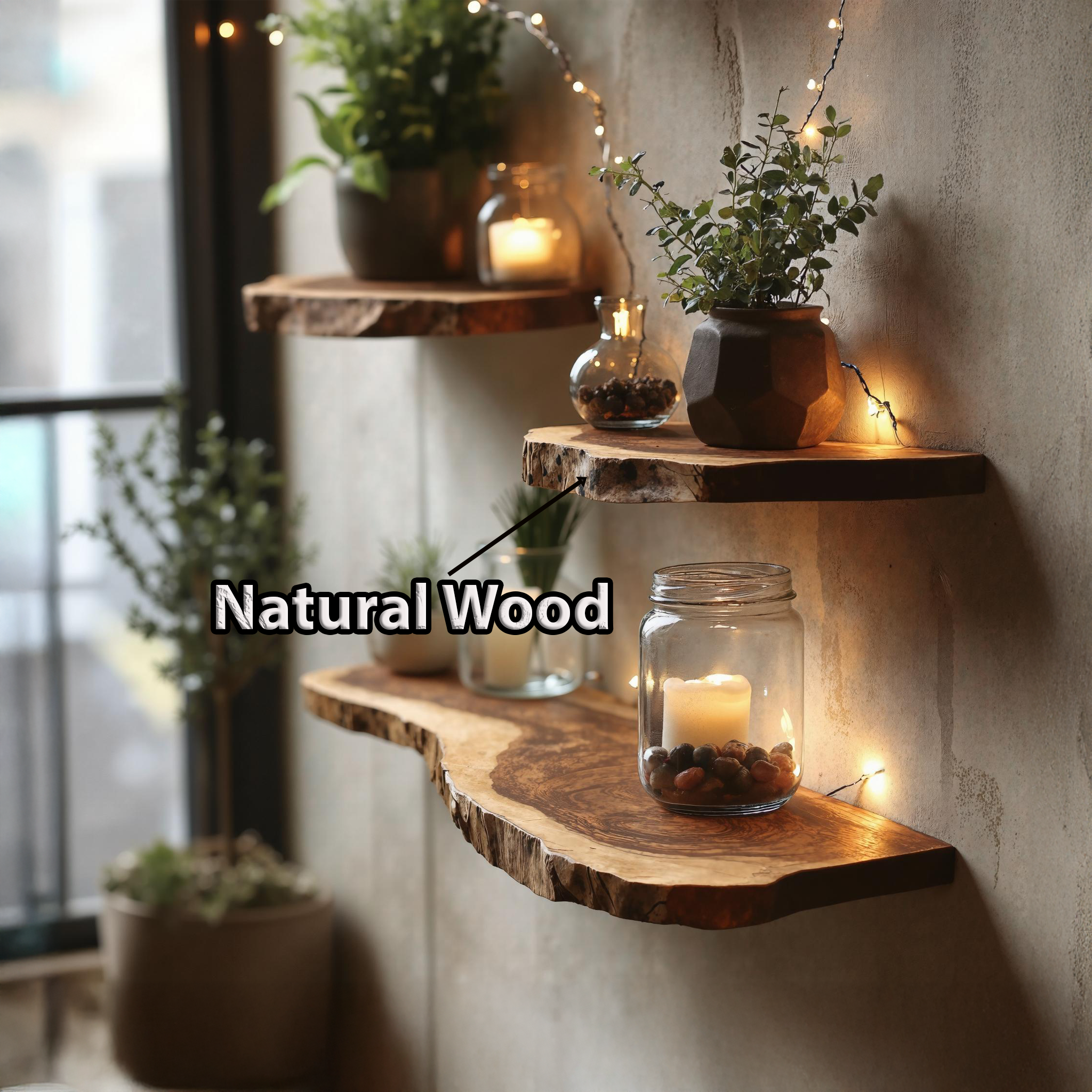 Live Edge Wooden Floating Shelf for Living Room Wall SILDTFL141