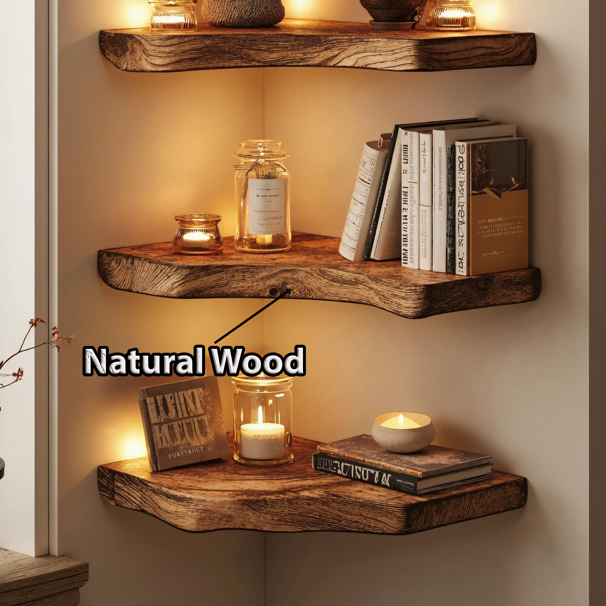 Natural Wood Corner Shelf For Chic Home Storage Solutions SILDTCN081