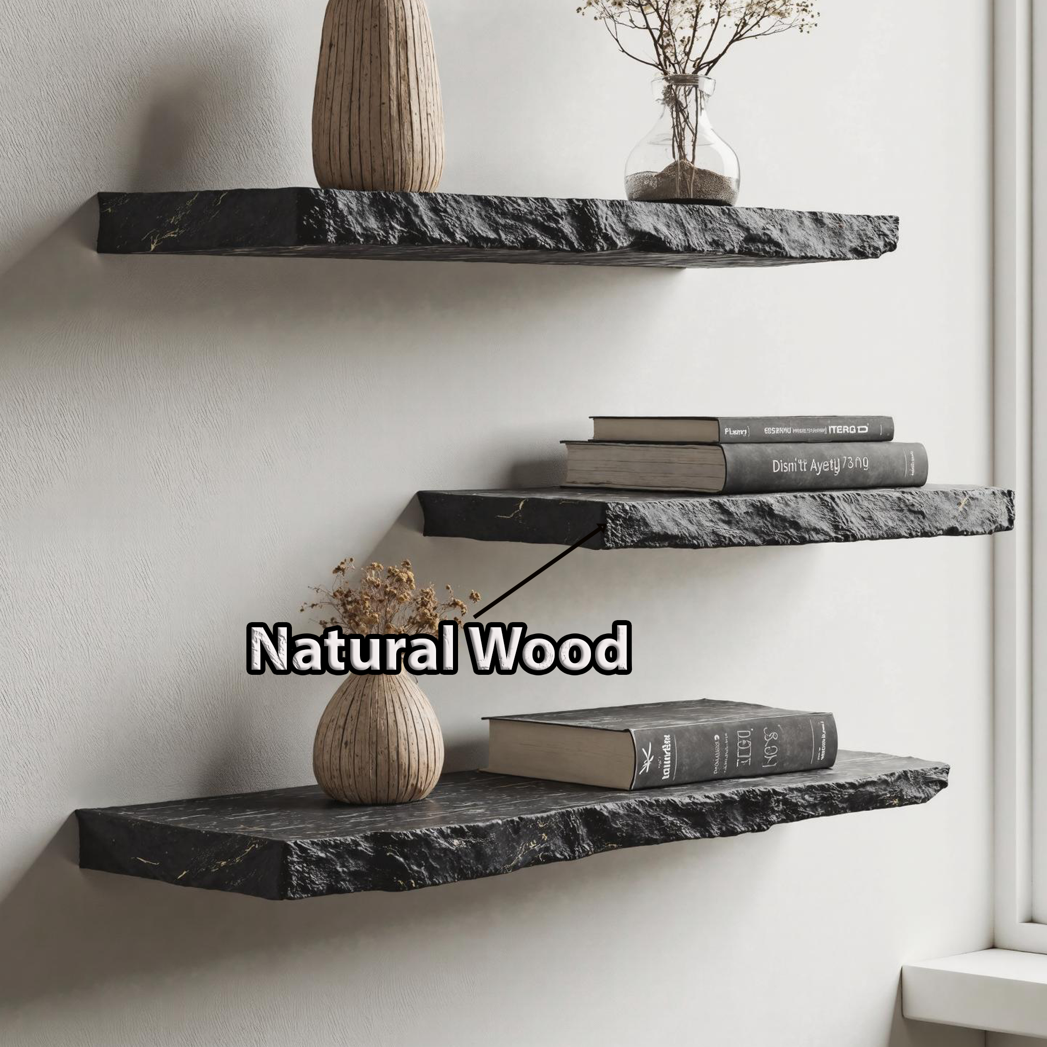 Rustic Floating Shelf With Live Edge For Natural Home Decor SILDTFL150