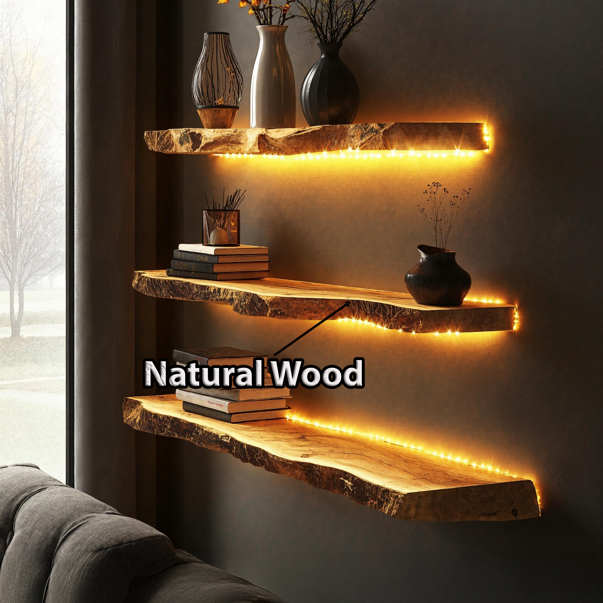 Floating Shelf With Natural Wood Design for Home Storage SILDTFL143