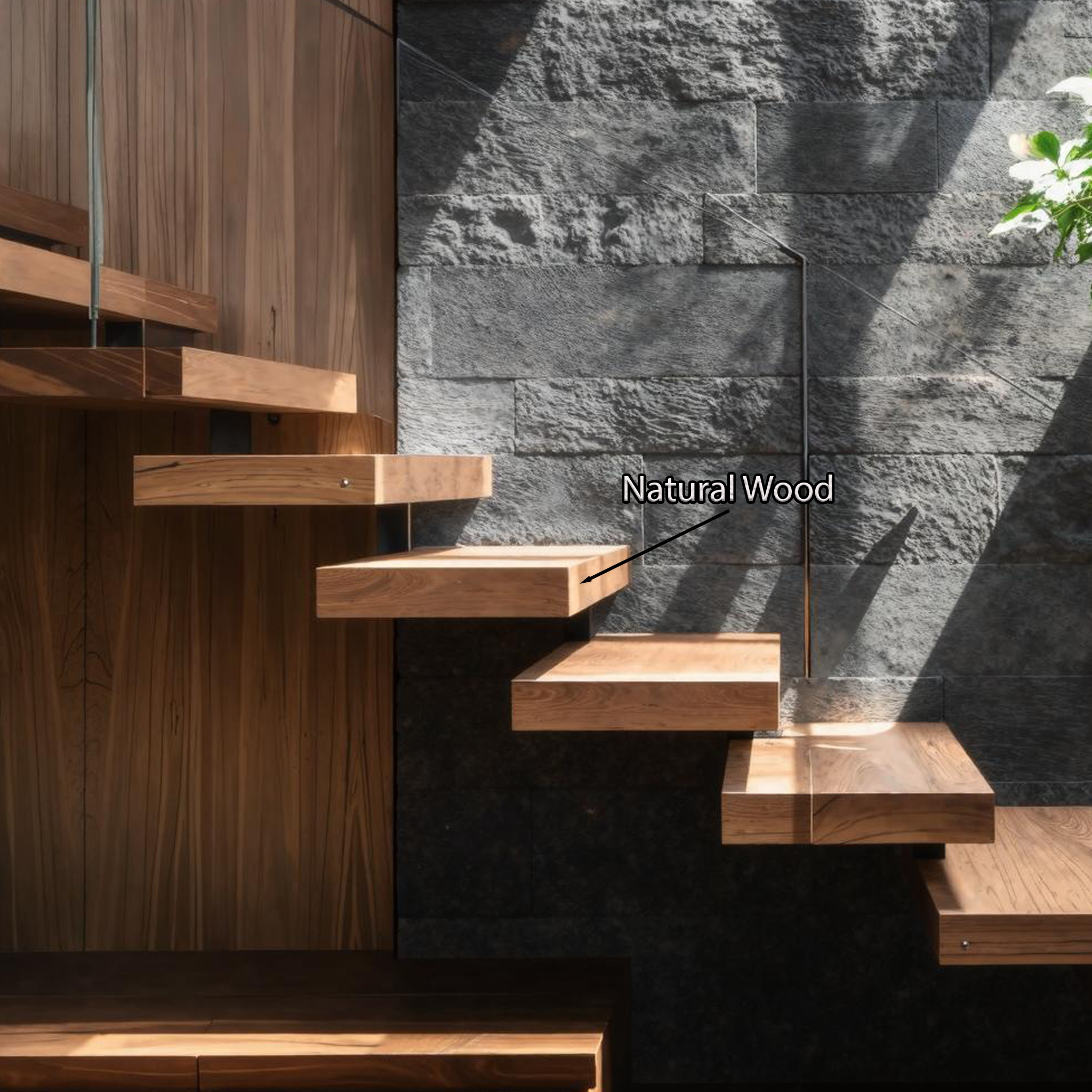 Mid Century Solid Wood Stair Living Room Decor SILDTFLS001