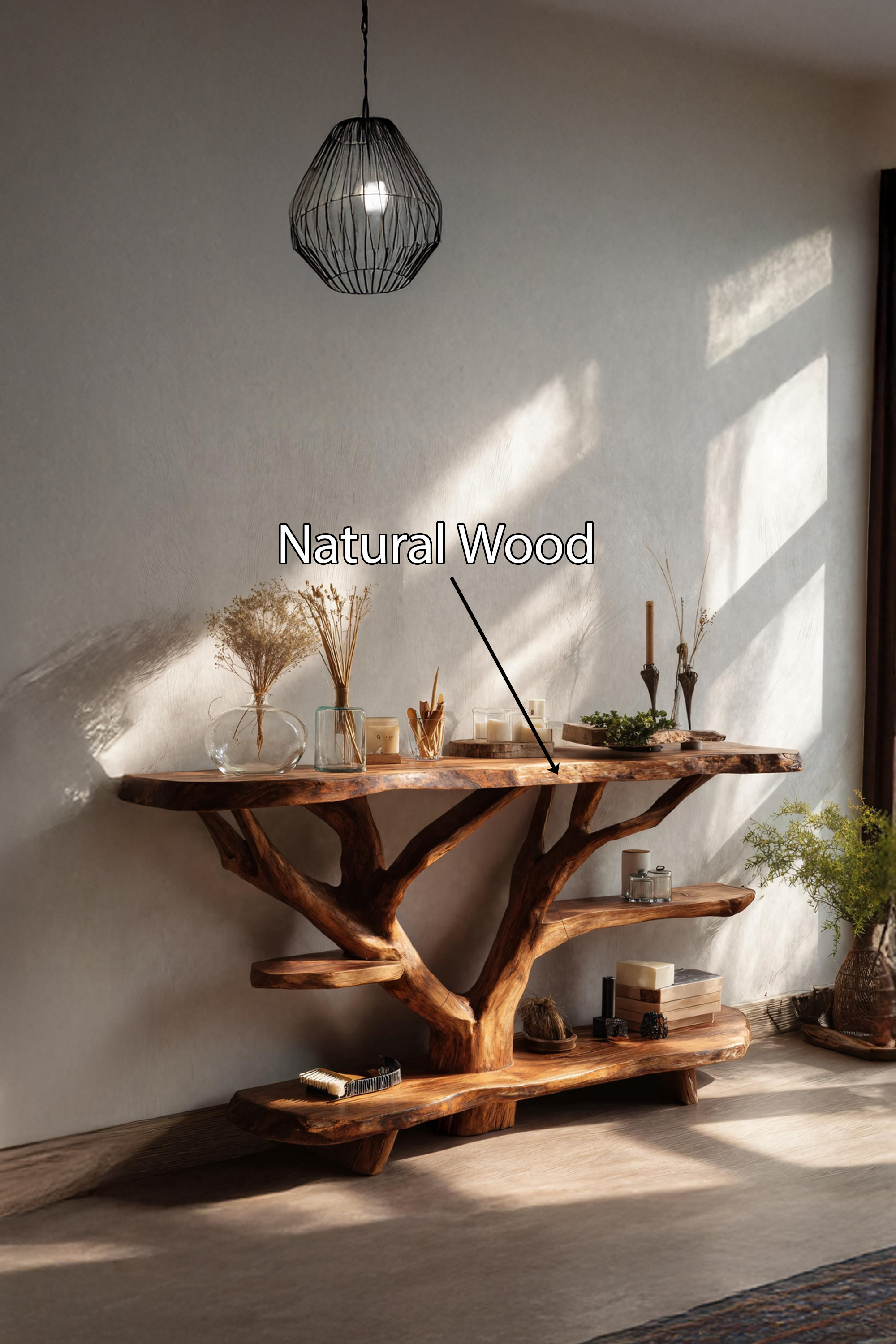 Mid Century Live Edge Entryway Table For Contemporary Bedroom Decor SILDTTNCS059