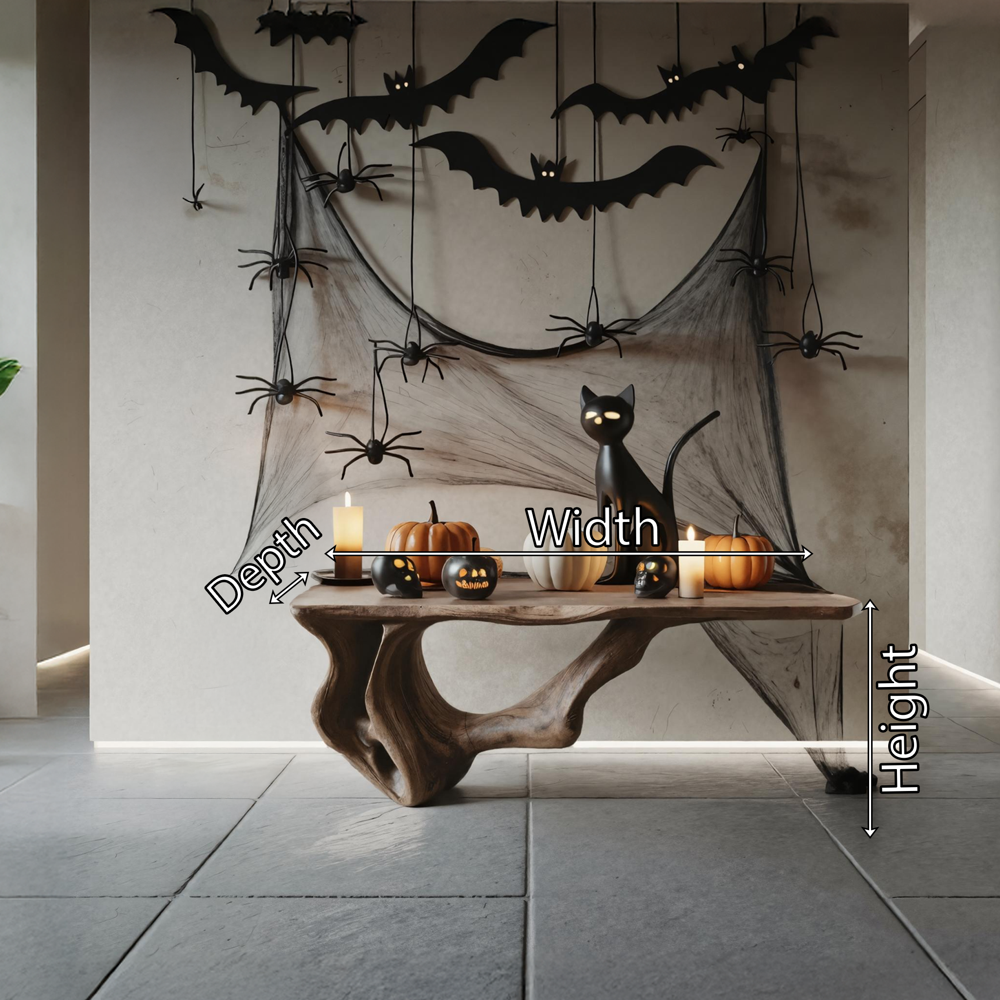 Modern Wooden Live Edge Console Table For Entryway Design Halloween Theme SILDTTRHCS004