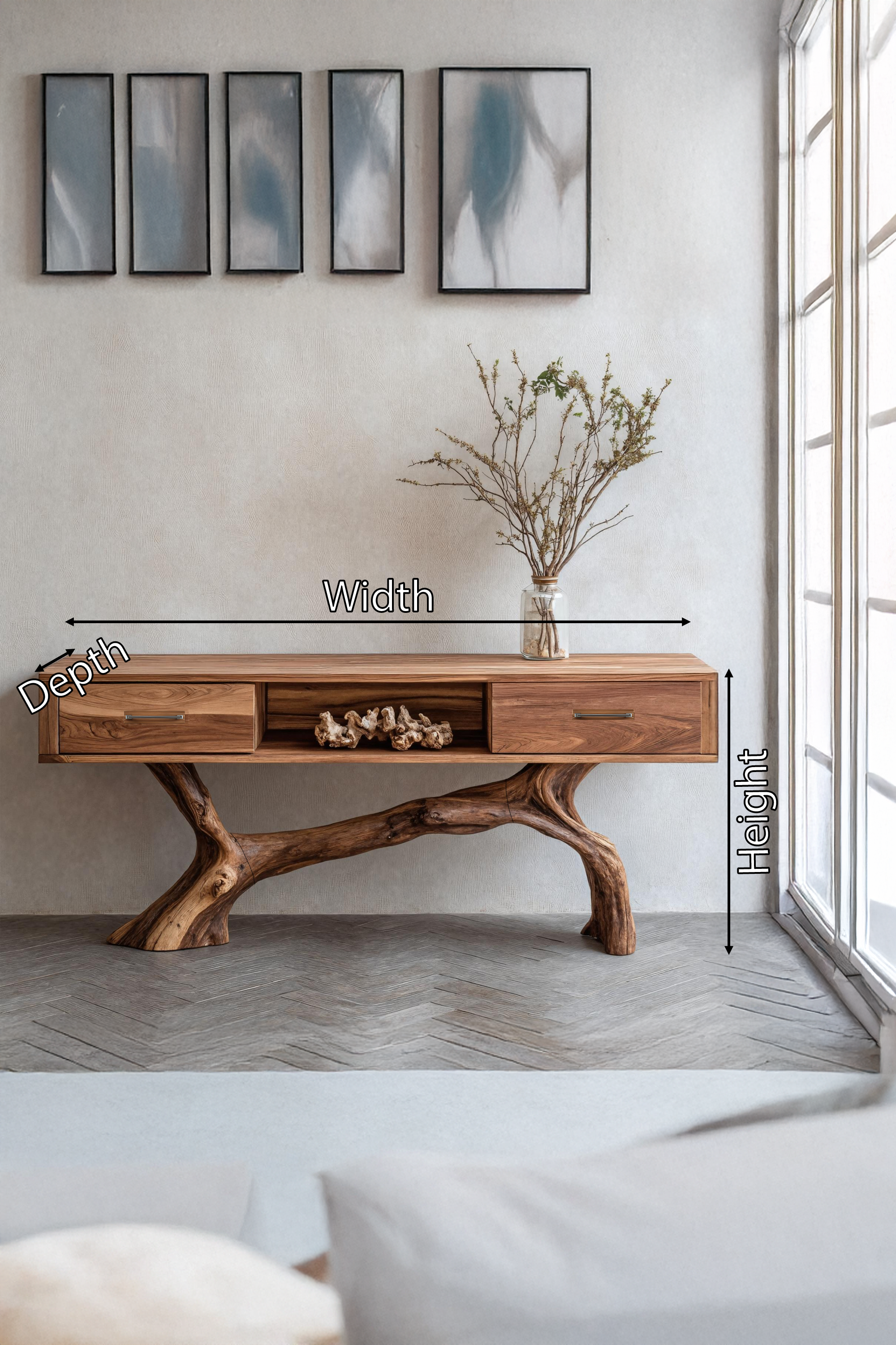 Handcrafted Live Edge Entryway Table For Furniture Decor Accent SILDTTRCS007