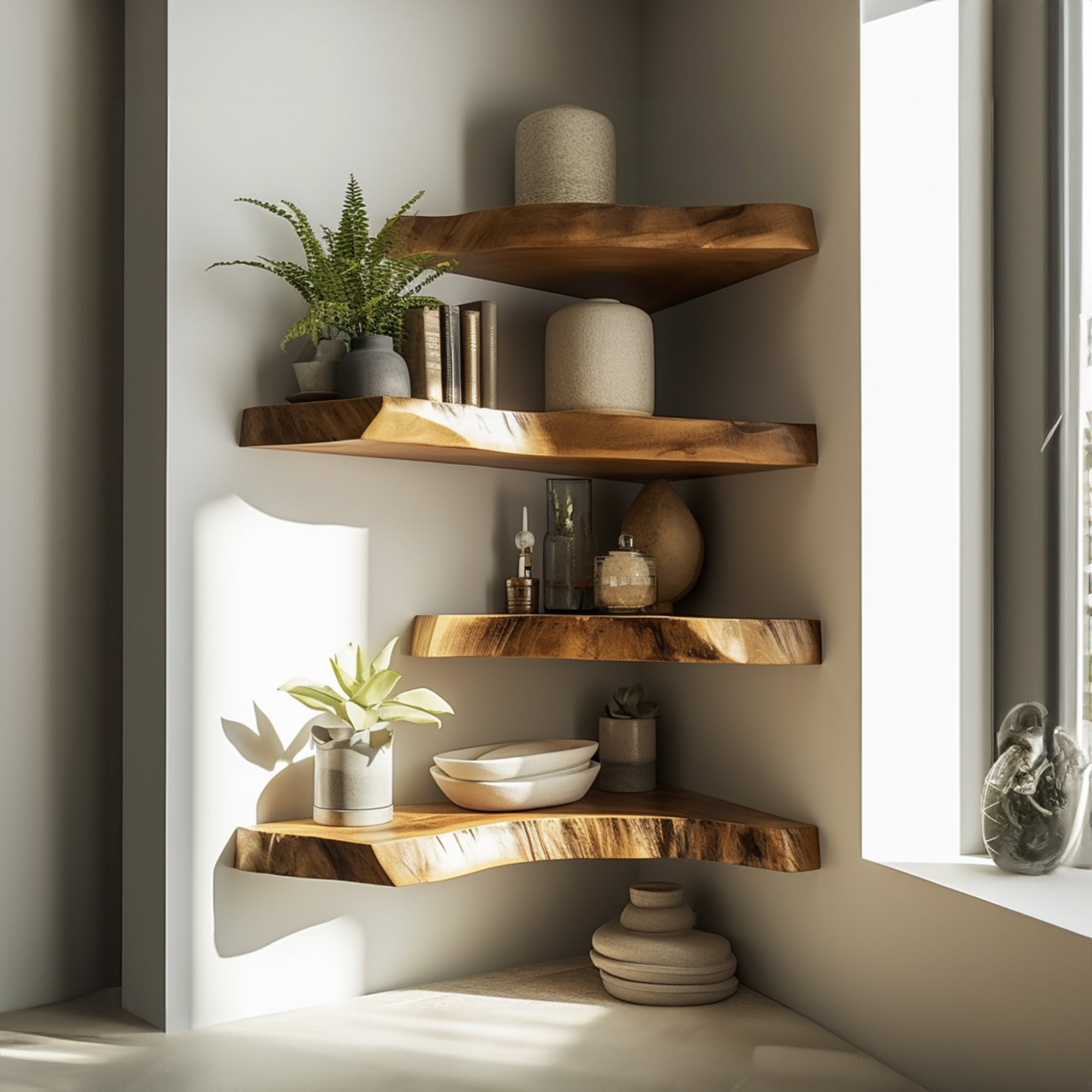 hanging corner shelf for plants Floating Corner L Shelves Decor SILDTFL039