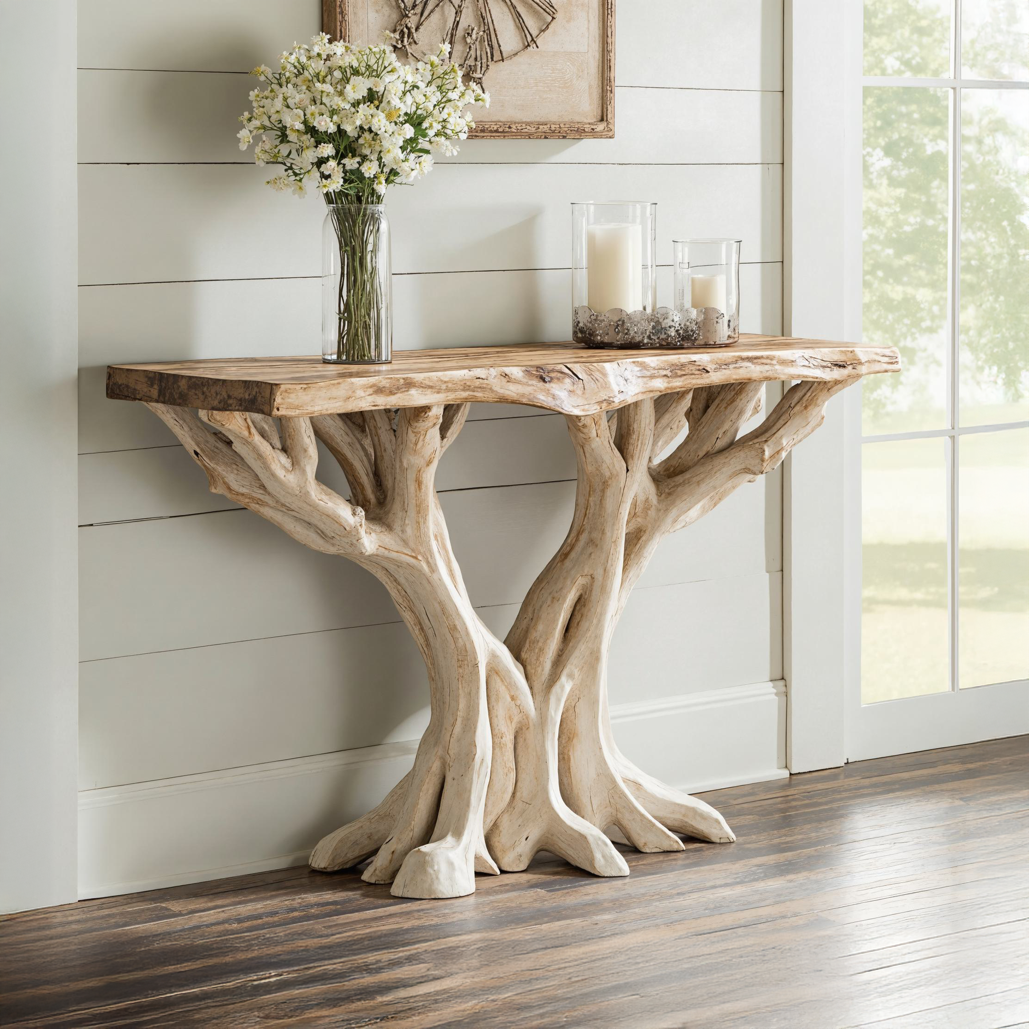 Rustic Farmhouse Wood Console Table For Entryway Organization SILDTCS157
