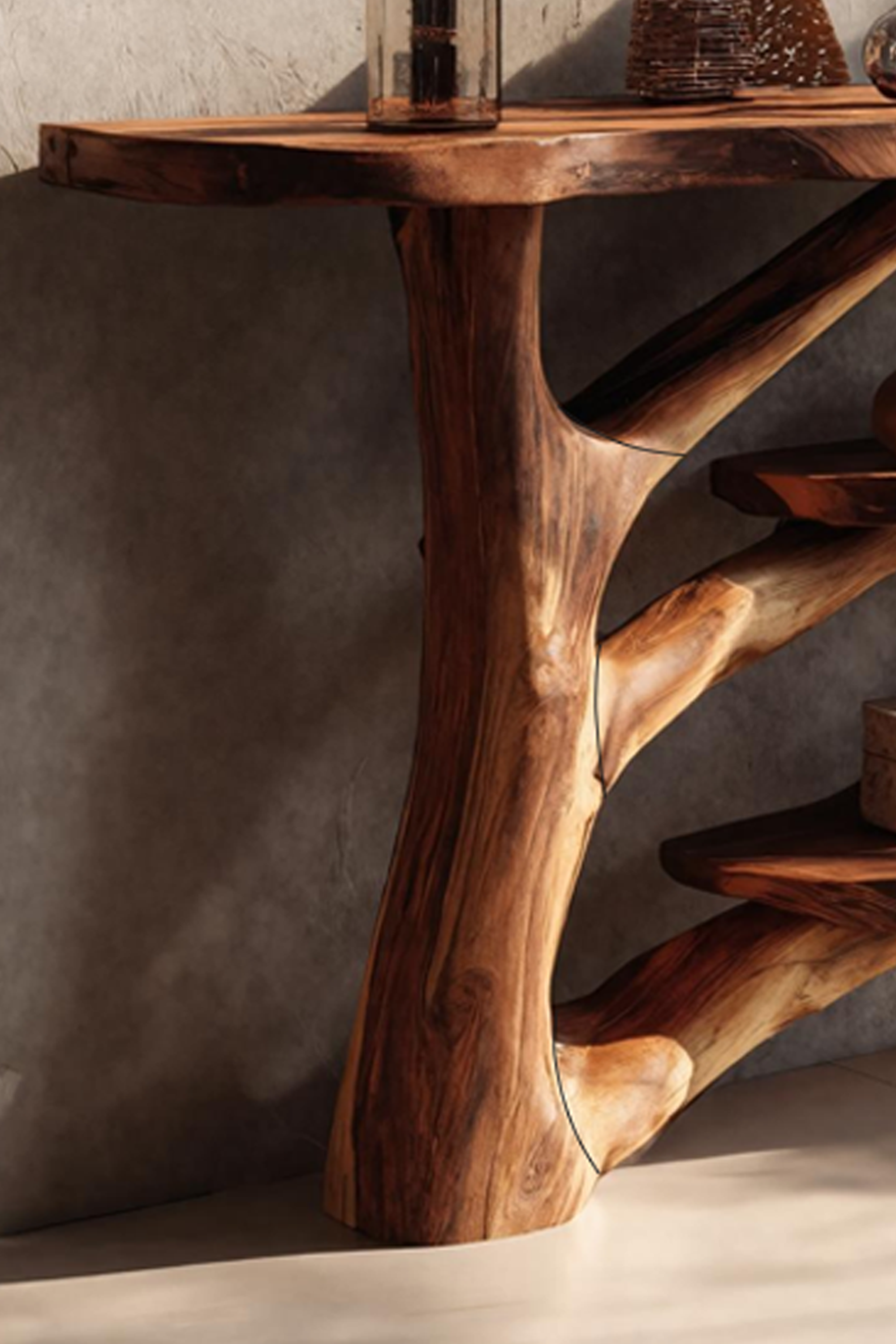 Farmhouse Wooden Live Edge Console Table For Bedroom Christmas Decoration SILDTTRCSC022