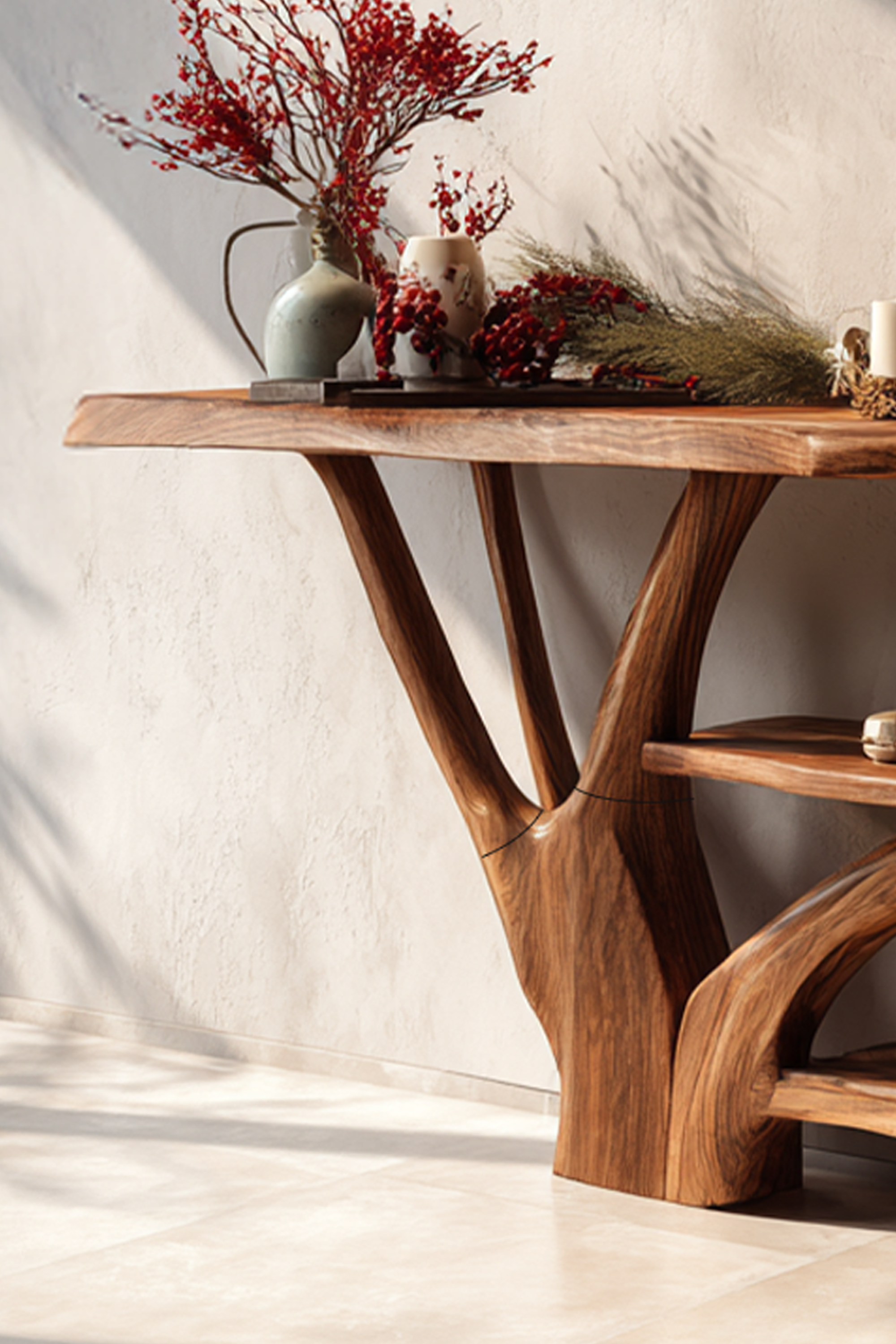 Mid Century Solid Wood Console Table For Holiday Living Room Xmas Decor SILDTTRCSC021