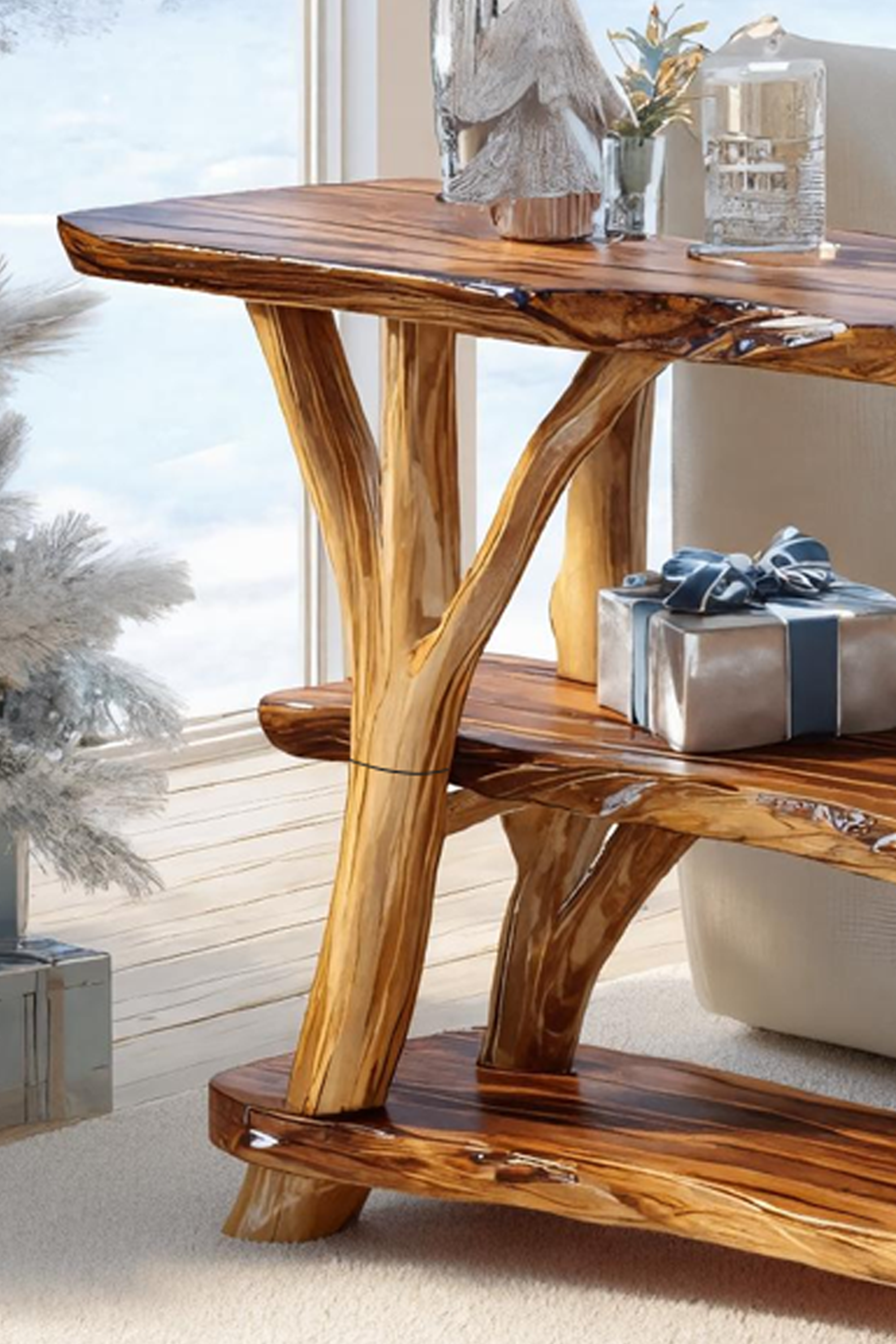 Handcrafted Solid Wood Console Table For Bedroom Decor Xmas Home Furniture SILDTTRCSC007