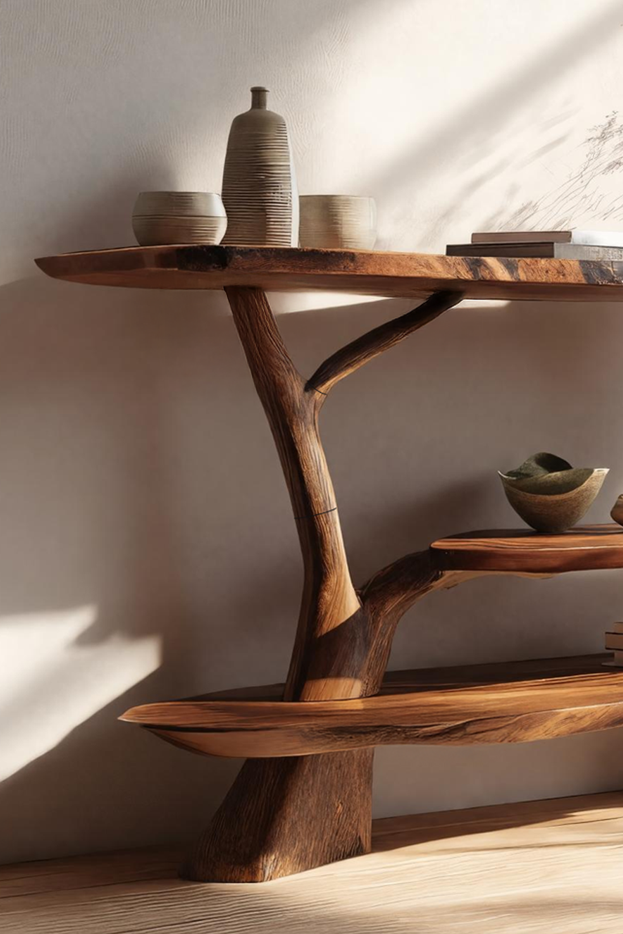 Mid Century Wooden Live Edge Console Table For Living Room Accent SILDTTRCS036