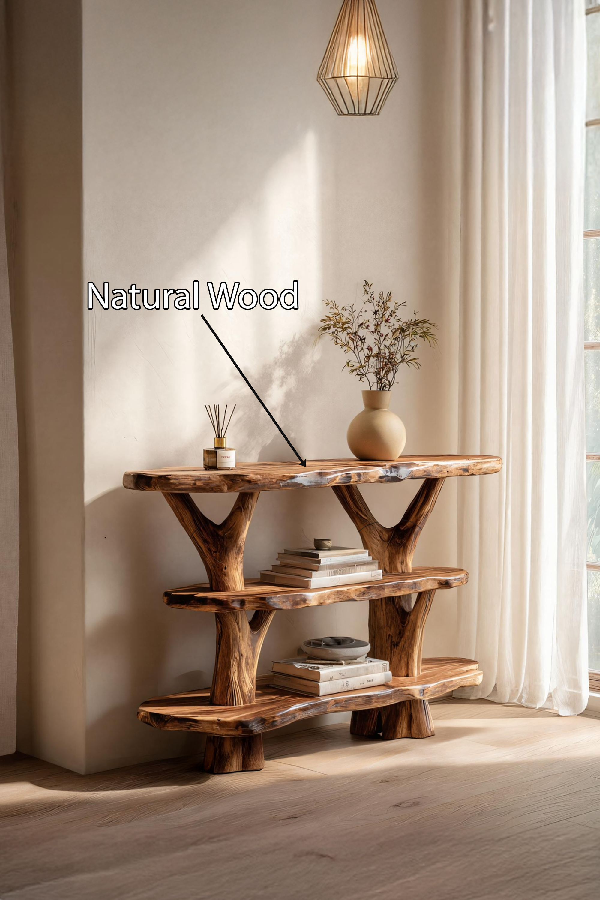 Mid Century Live Edge Entryway Table For Modern Rustic Living Room SILDTTNCS044