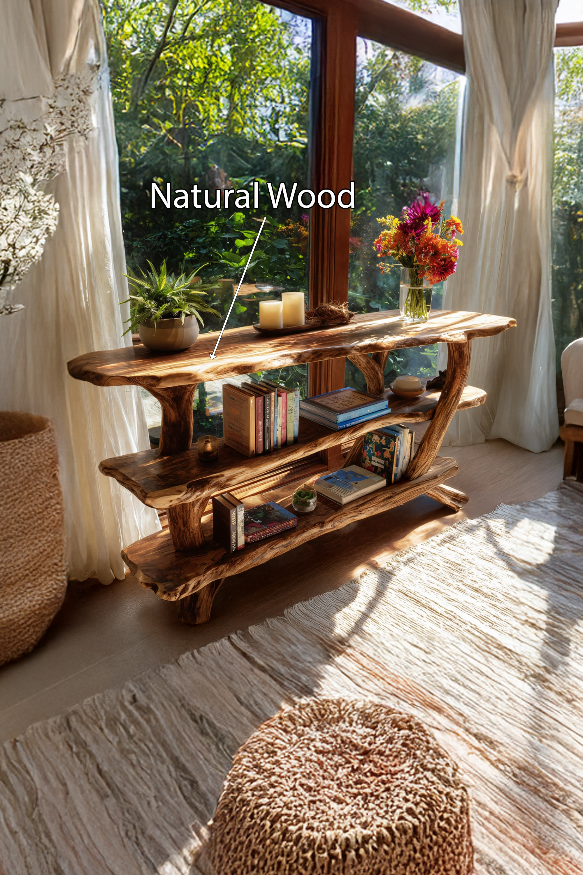 Mid Century Wooden Live Edge Console Table For Stylish Furniture Decor SILDTTNCS068