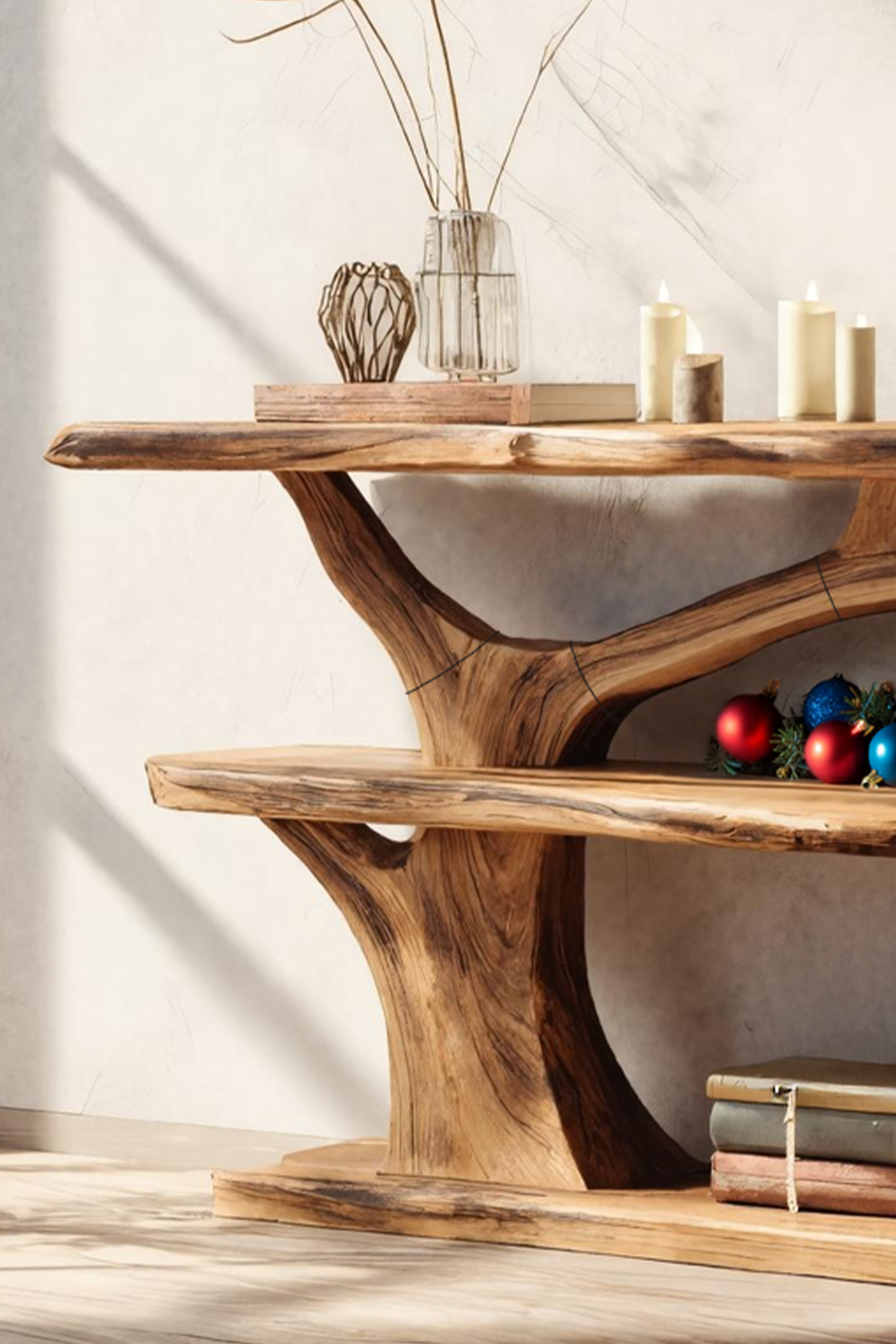 Handcrafted Live Edge Entryway Table For Christmas Seasonal Bedroom Design SILDTTRCSC043