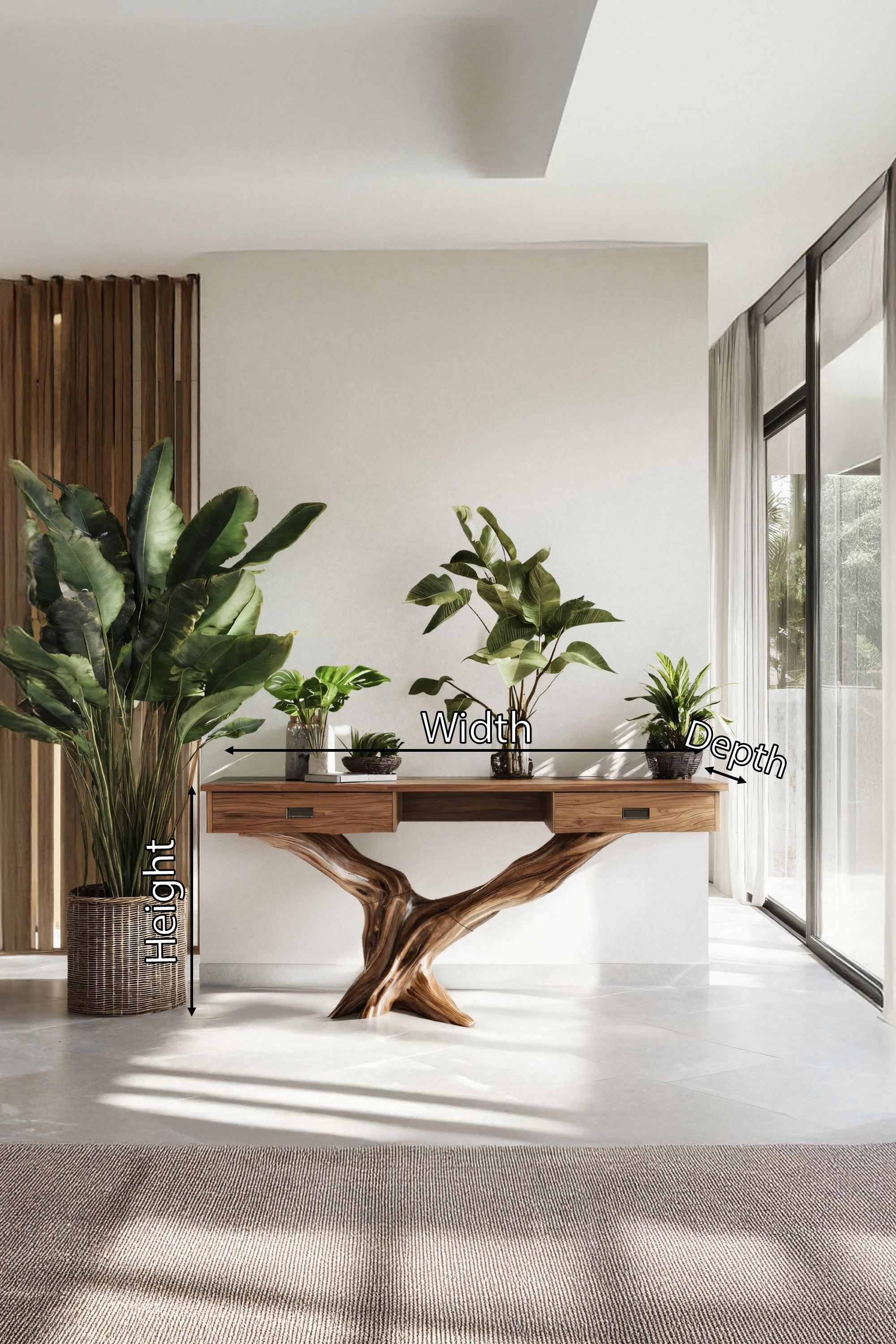 Mid Century Live Edge Entryway Table For Living Room SILDTTRCS005