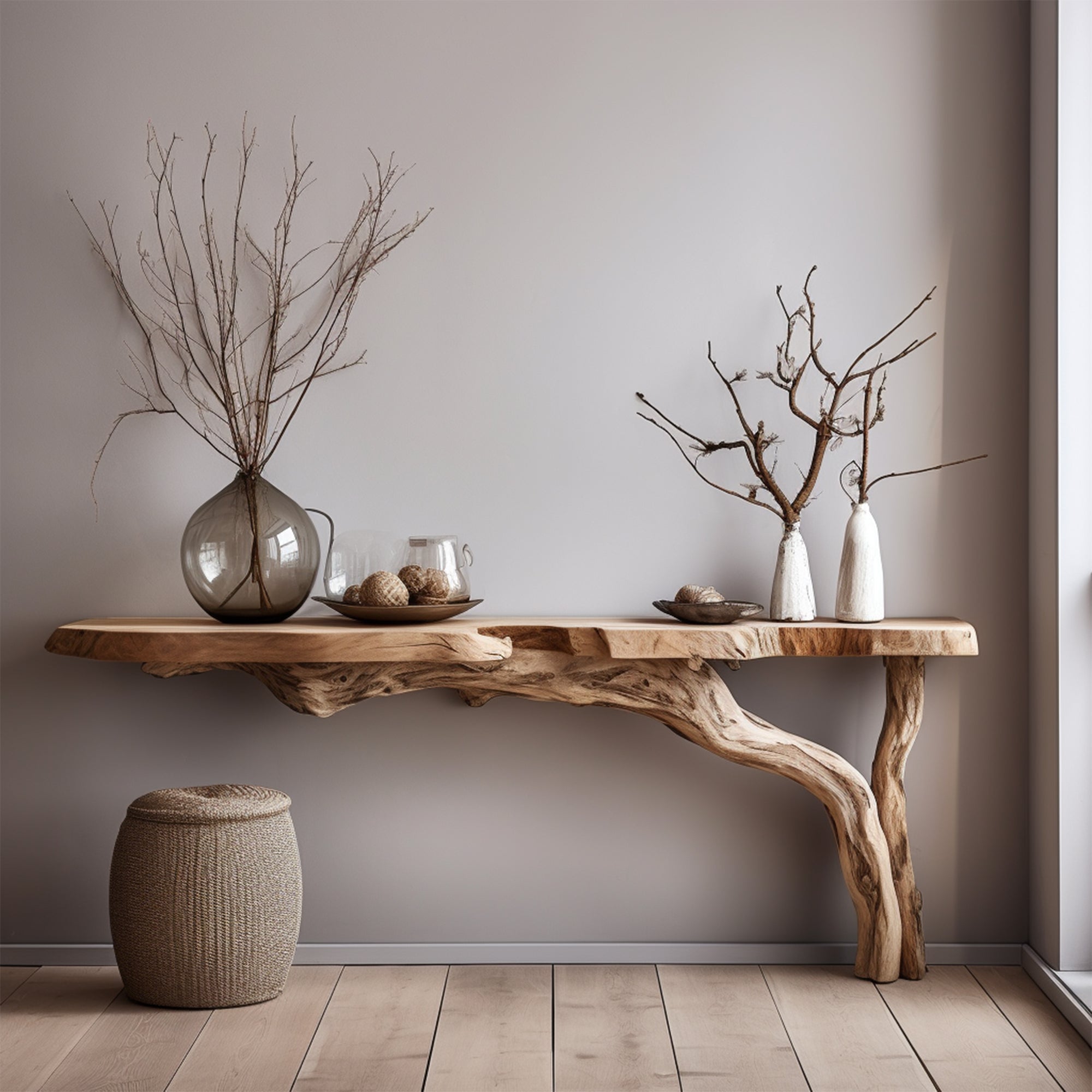 Rustic Wood Floating Side Table For Modern Spaces SILDTCS012
