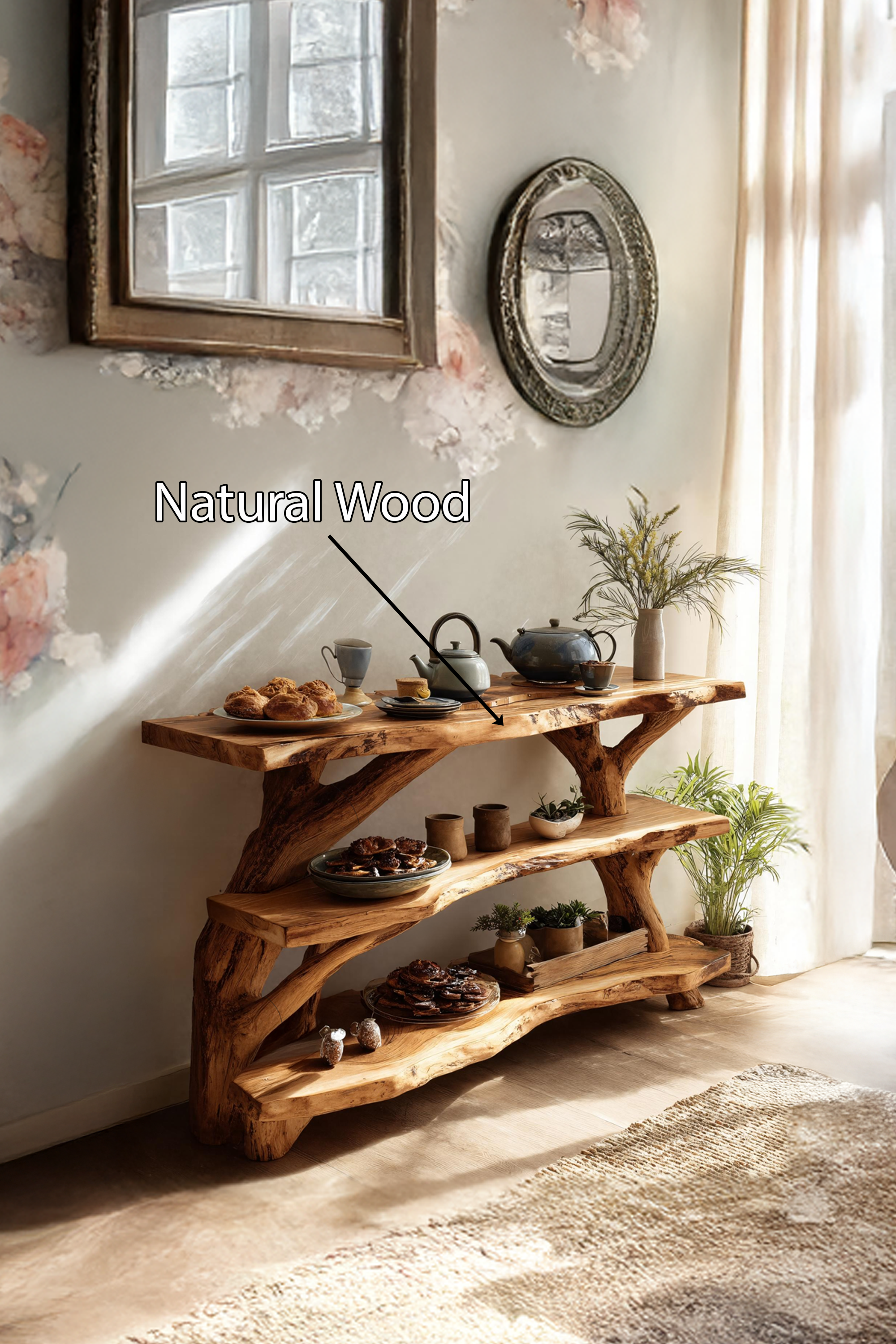 Mid Century Wooden Live Edge Console Table For Living Room Decor SILDTTNCS053