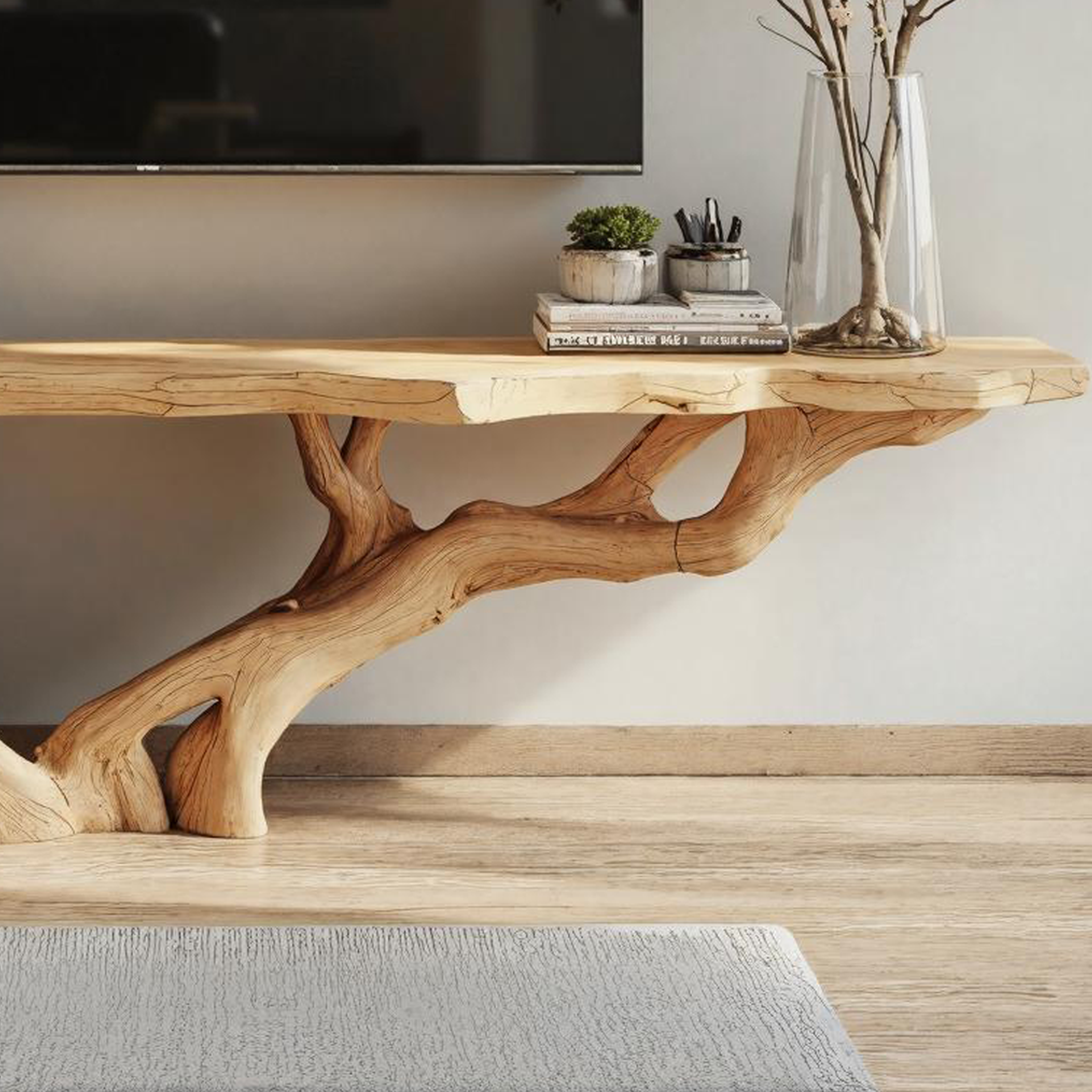 Rustic Handmade Live Edge TV Console For Living Room And Bedroom SILDTTVC030